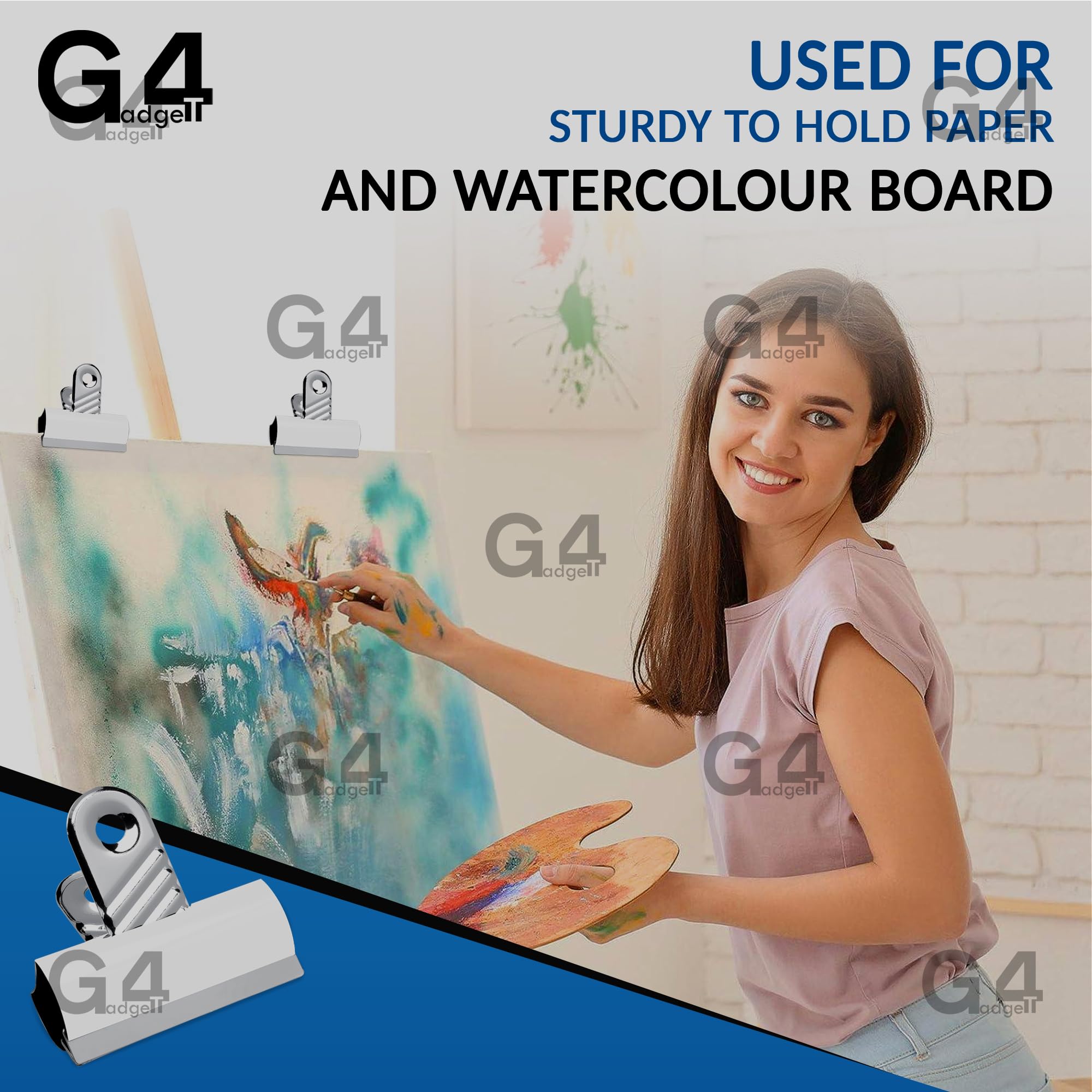 G4GADGET Jumbo Bulldog Letter Clips - 70mm, 195 Sheet Capacity | Metal | White (Pack of 5)