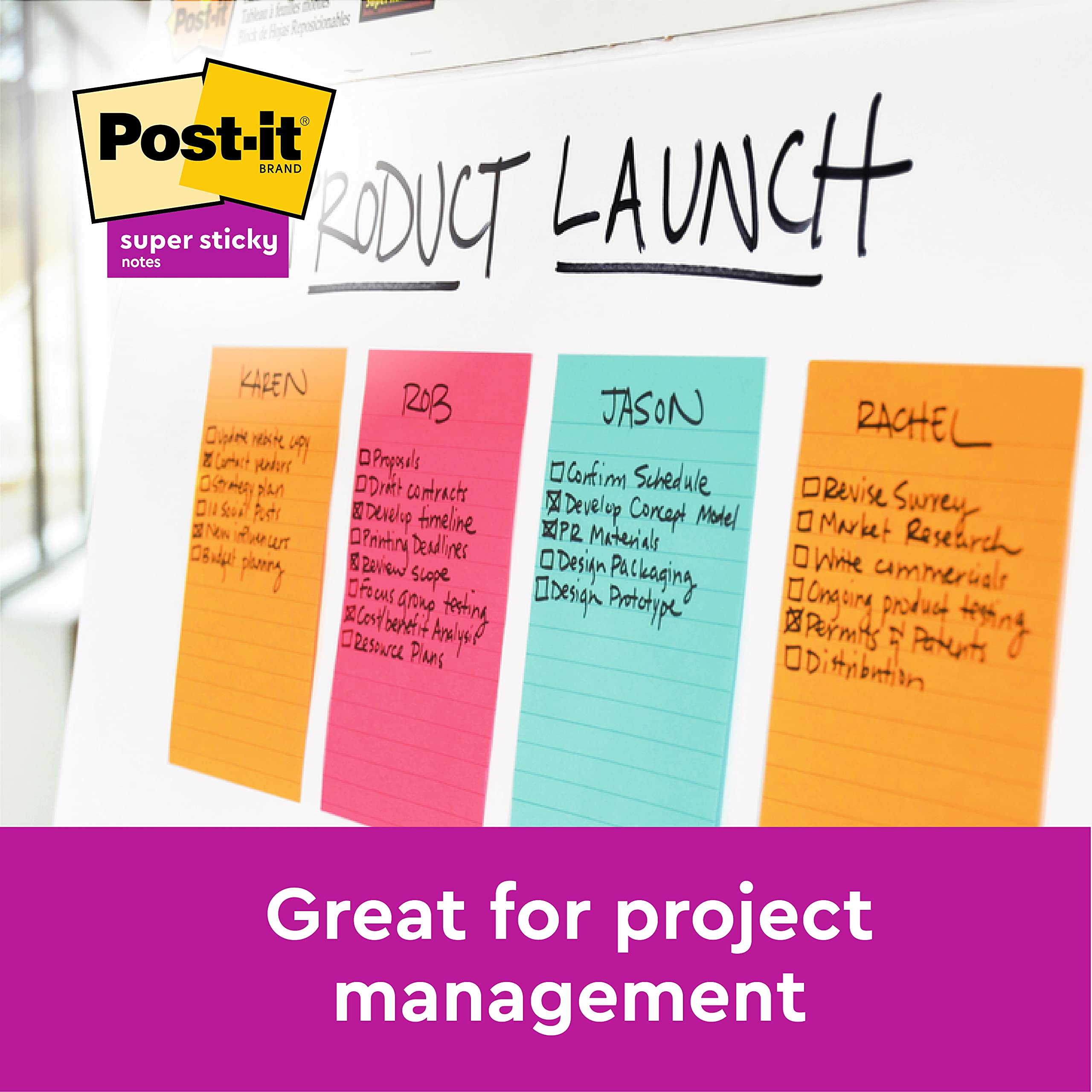Post-it Super Sticky Large Notes, Pink and Green, Lined, 127 mm x 203 mm, 45 Sheets/Pad, 2 Pads - Self-stick Notes For Note Taking, To Do Lists & Reminders 8