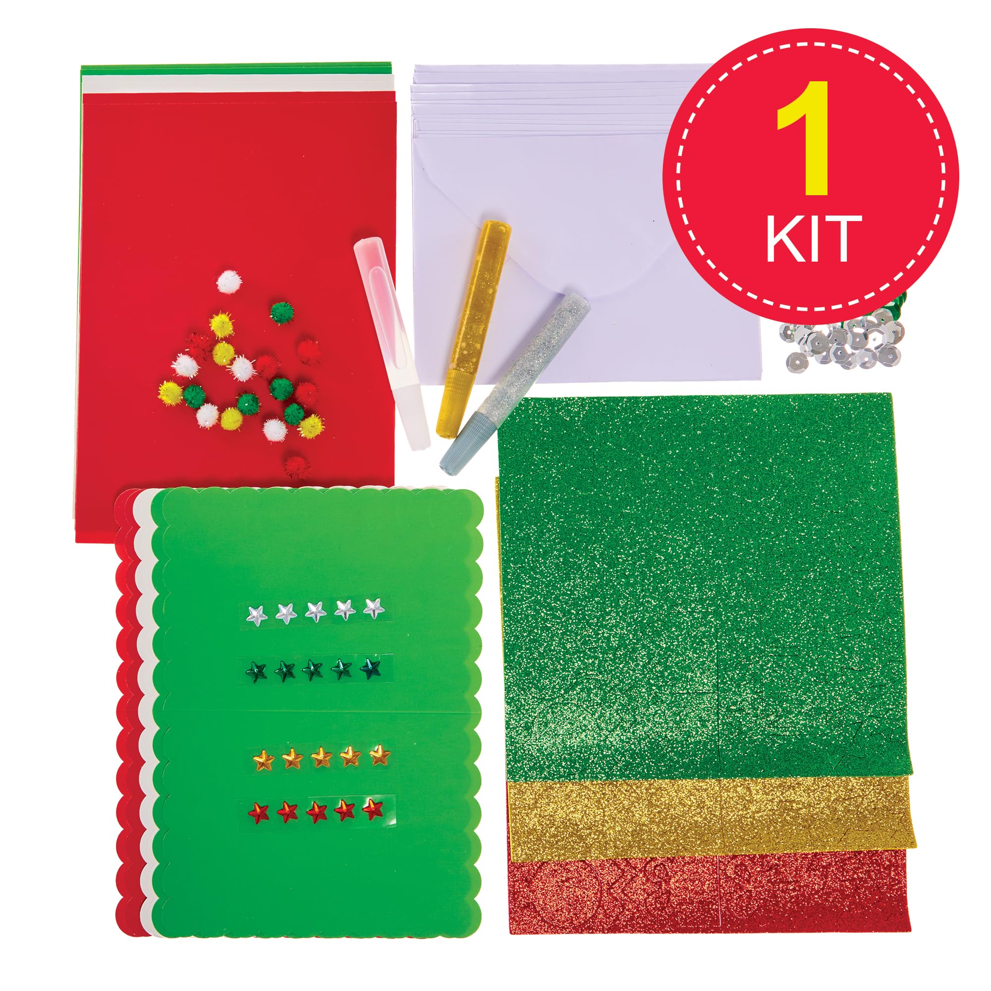 Baker Ross FX892 Christmas Card Making Kit - Craft Kit with Glitter, Stickers & Envelopes 6