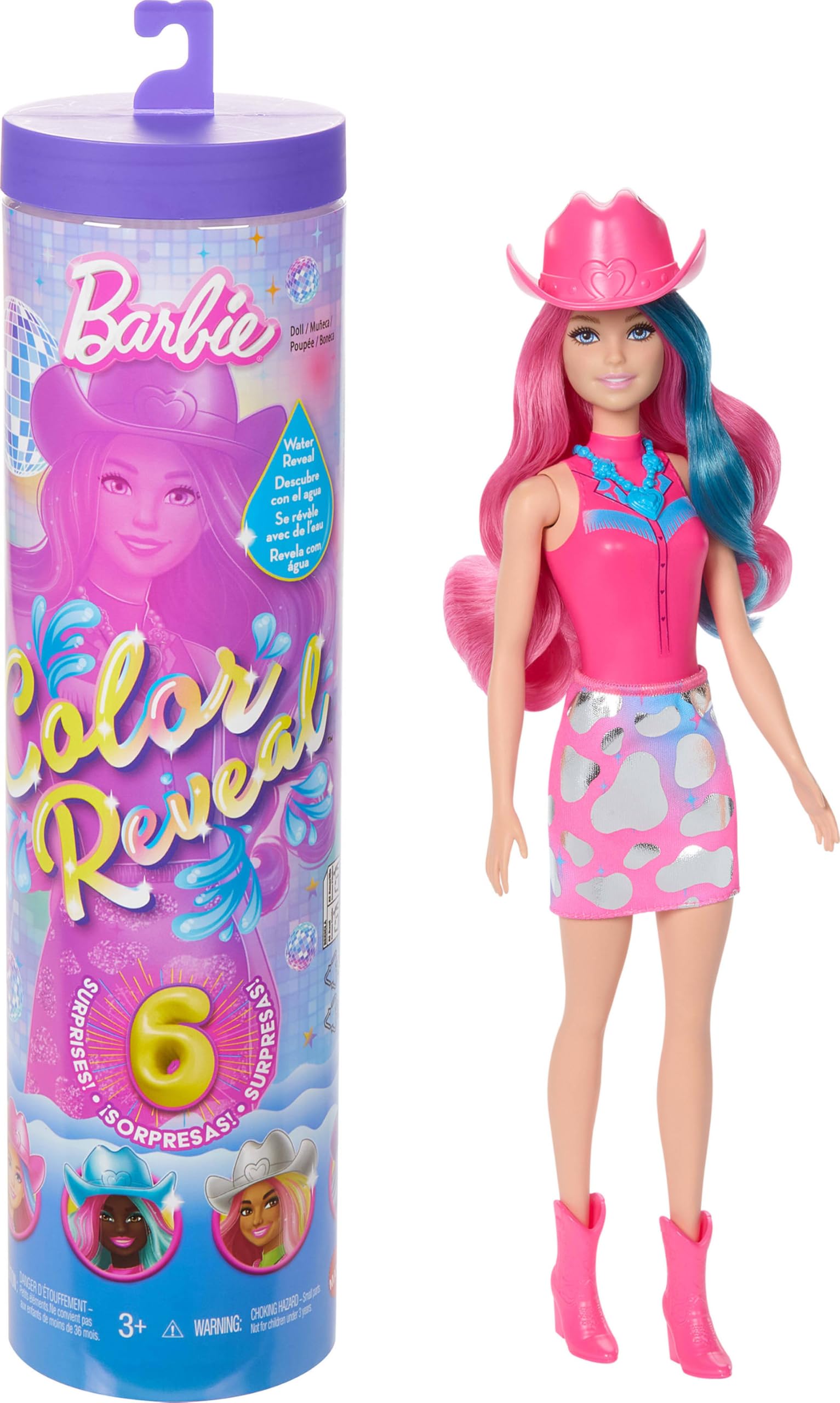 Barbie Color Reveal Fashion Doll & Accessories with 6 Surprises - Disco Star Series 1