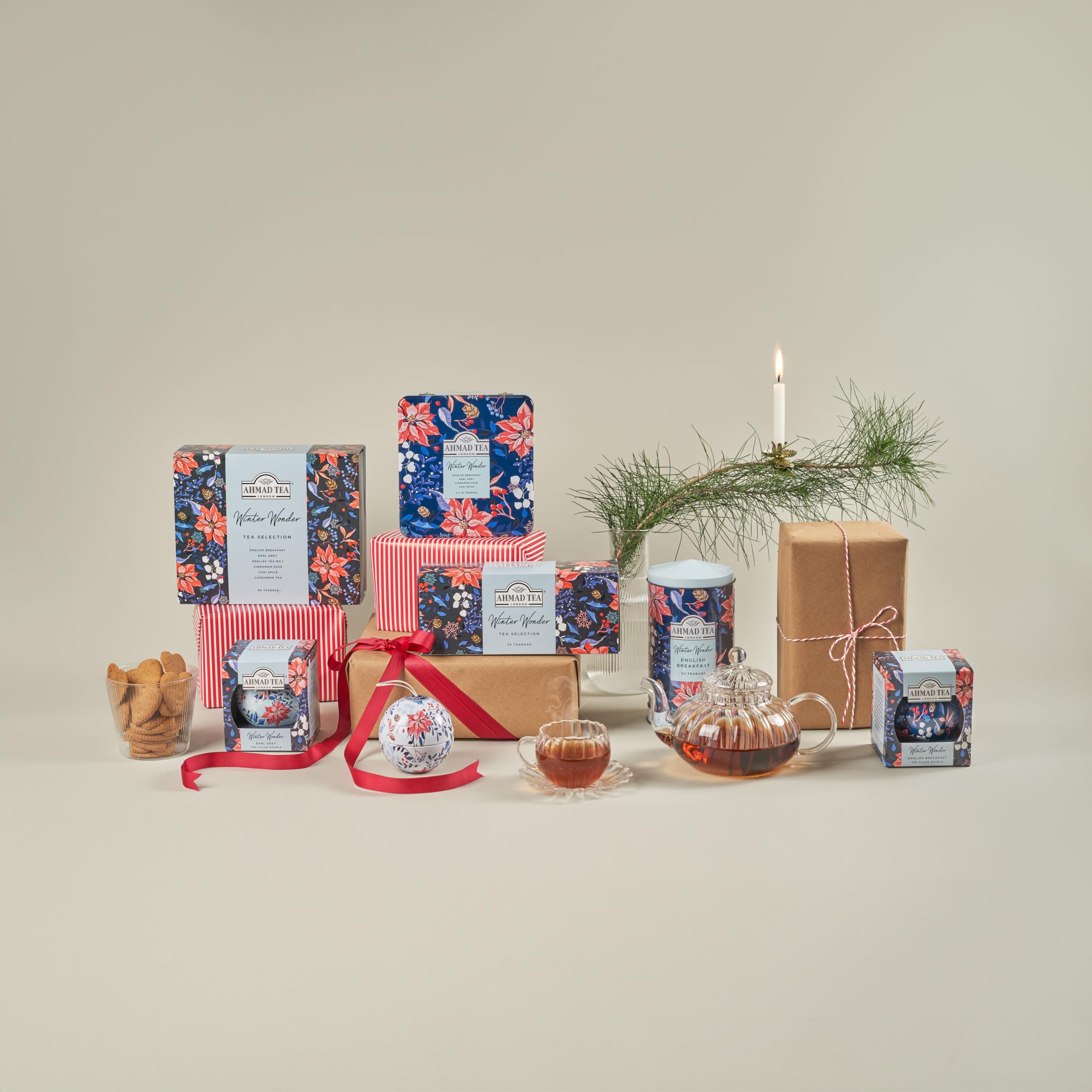 Ahmad Tea - Winter Wonderland Christmas Selection Pack - 30 Teabags (English Breakfast, Cinnamon Haze, Chai Spice)