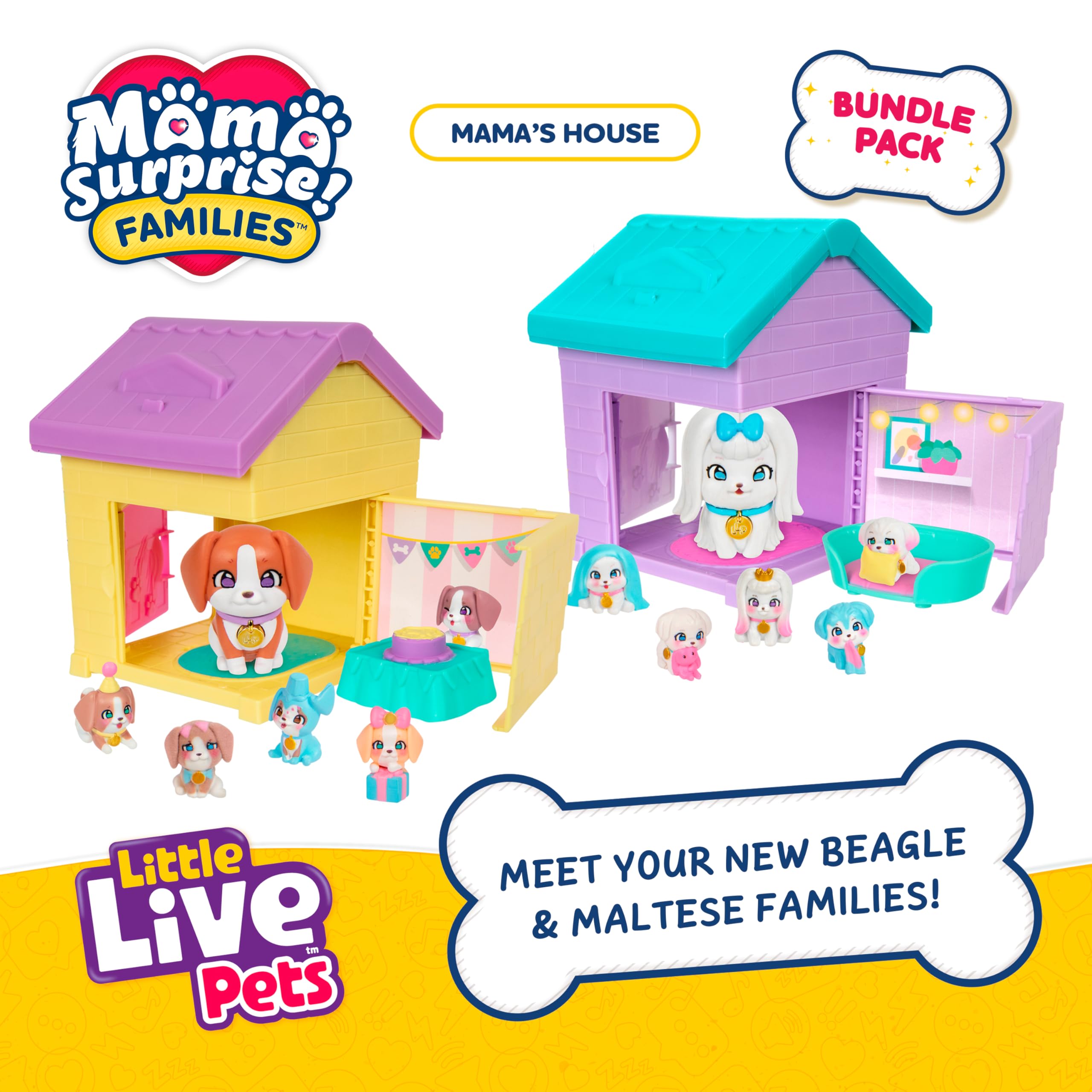 Little Live Pets Mama Surprise Families - Mama's House Beagle and Maltese B Playset | Ages 5+