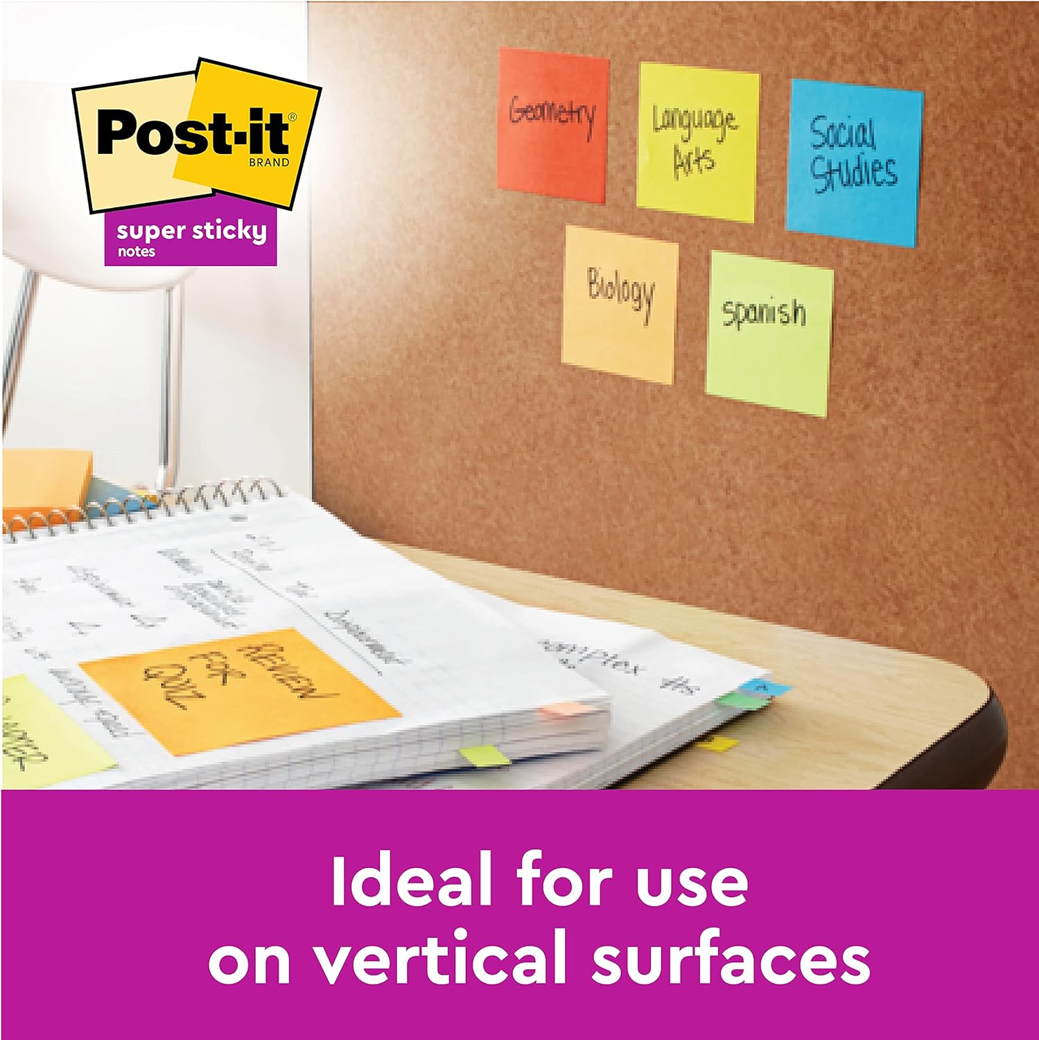 Post-it Super Sticky Notes, Pack of 6 Pads, 90 Sheets/Pad, 76mm x 127mm, Ideal for Desk, Office, School and Memos, Miami Colour Collection 7