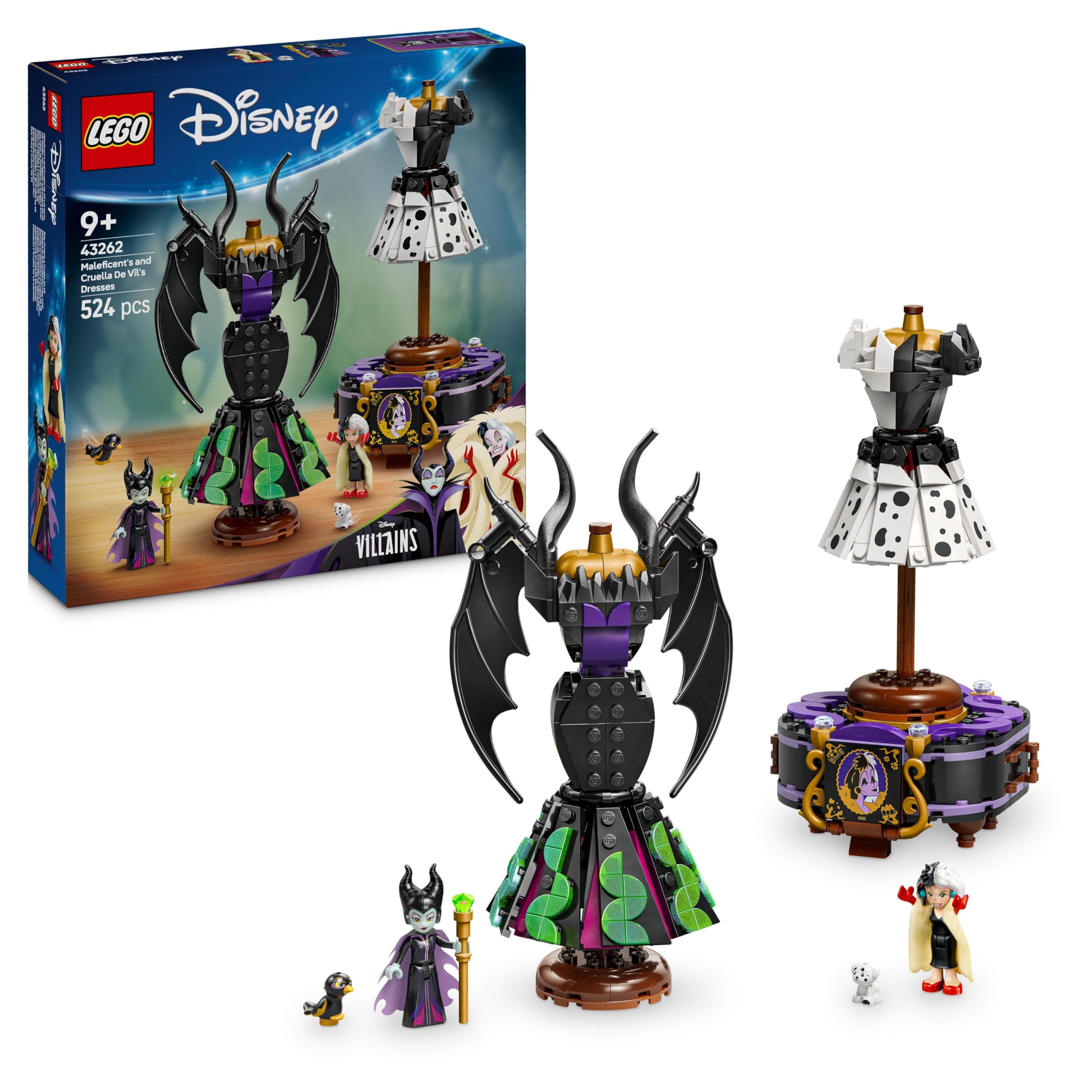 LEGO Disney Maleficent and Cruella De Vil Dresses Building Set - Creative Fashion Toy for 9+