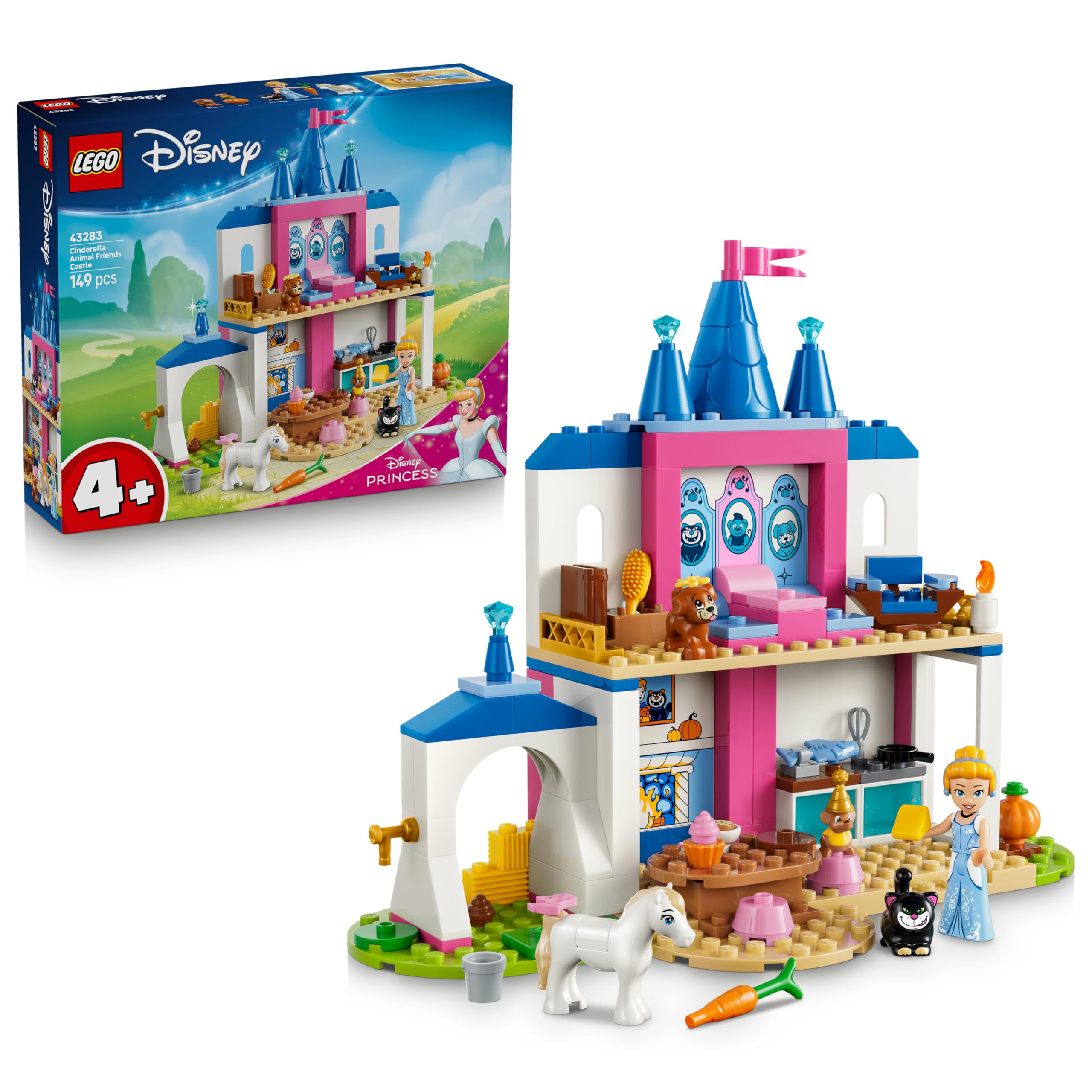 LEGO Disney Princess Cinderella Animal Friends Castle Toy Set 43283 for Ages 4+ | Starter Brick Building Set 1
