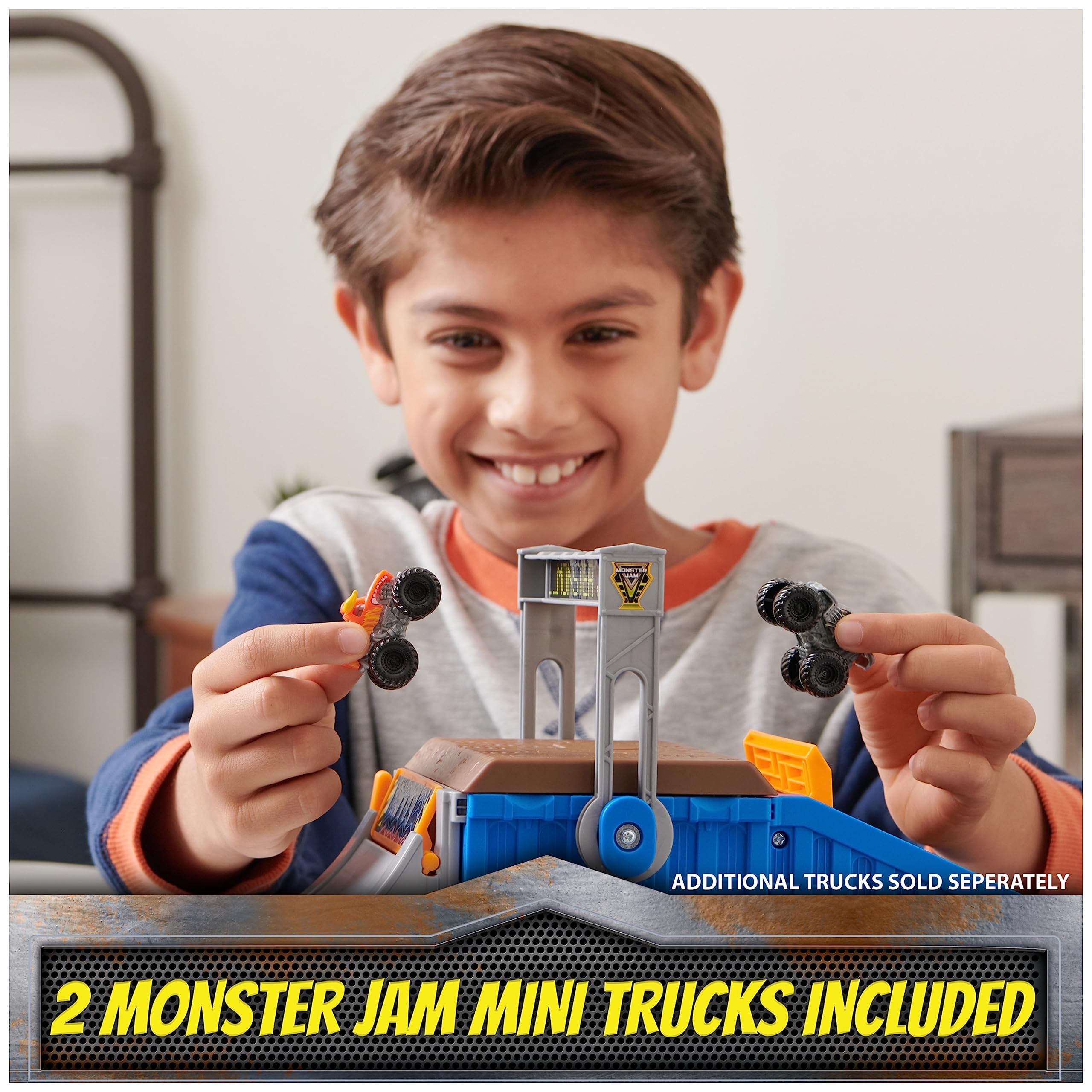 Monster Jam Mini Freestyle Flip Arena Playset - Includes 2 Trucks, Ages 3+ 18