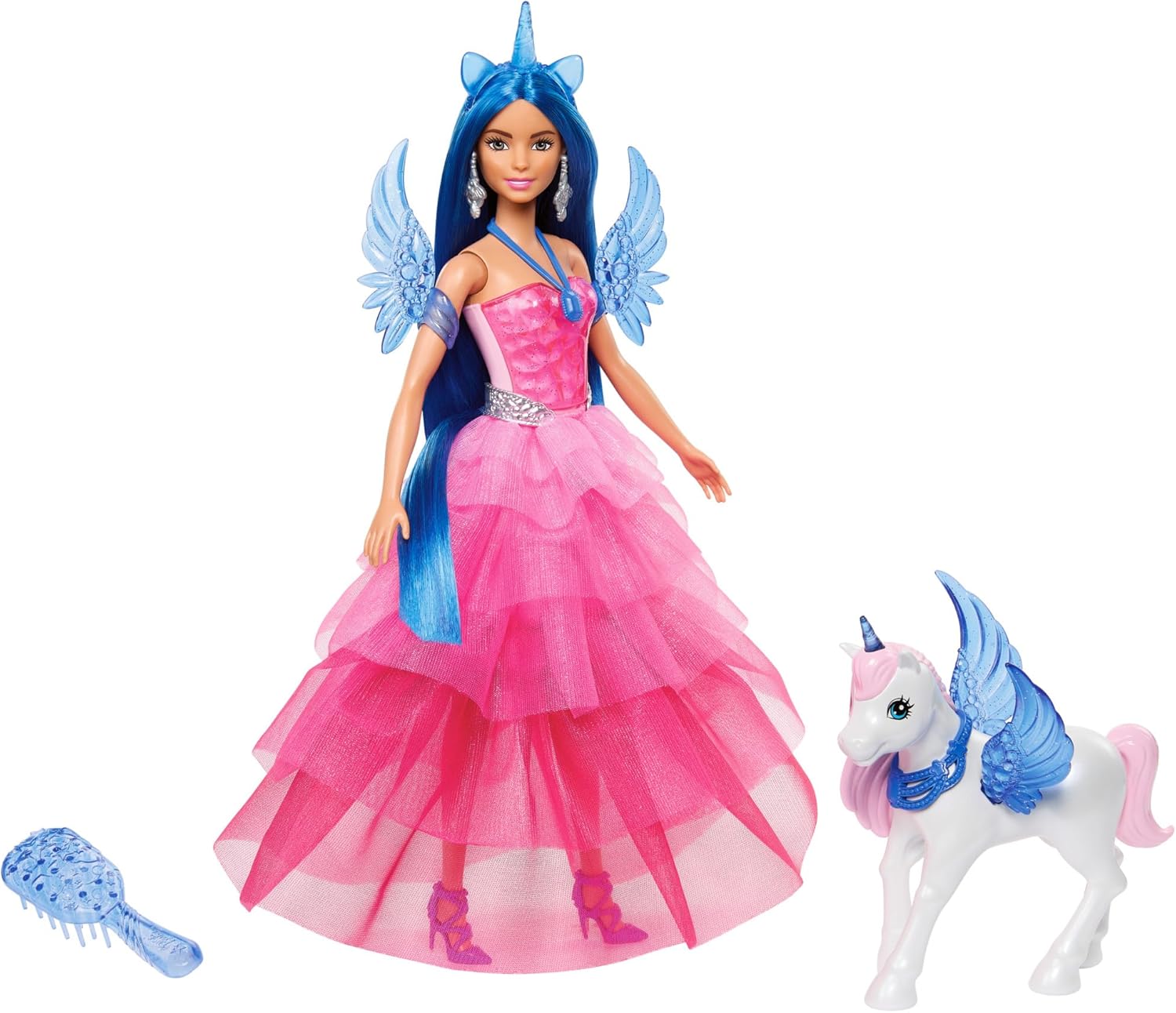 Barbie Unicorn Toy - 65th Anniversary Alicorn Doll with Blue Hair & Pink Gown 1