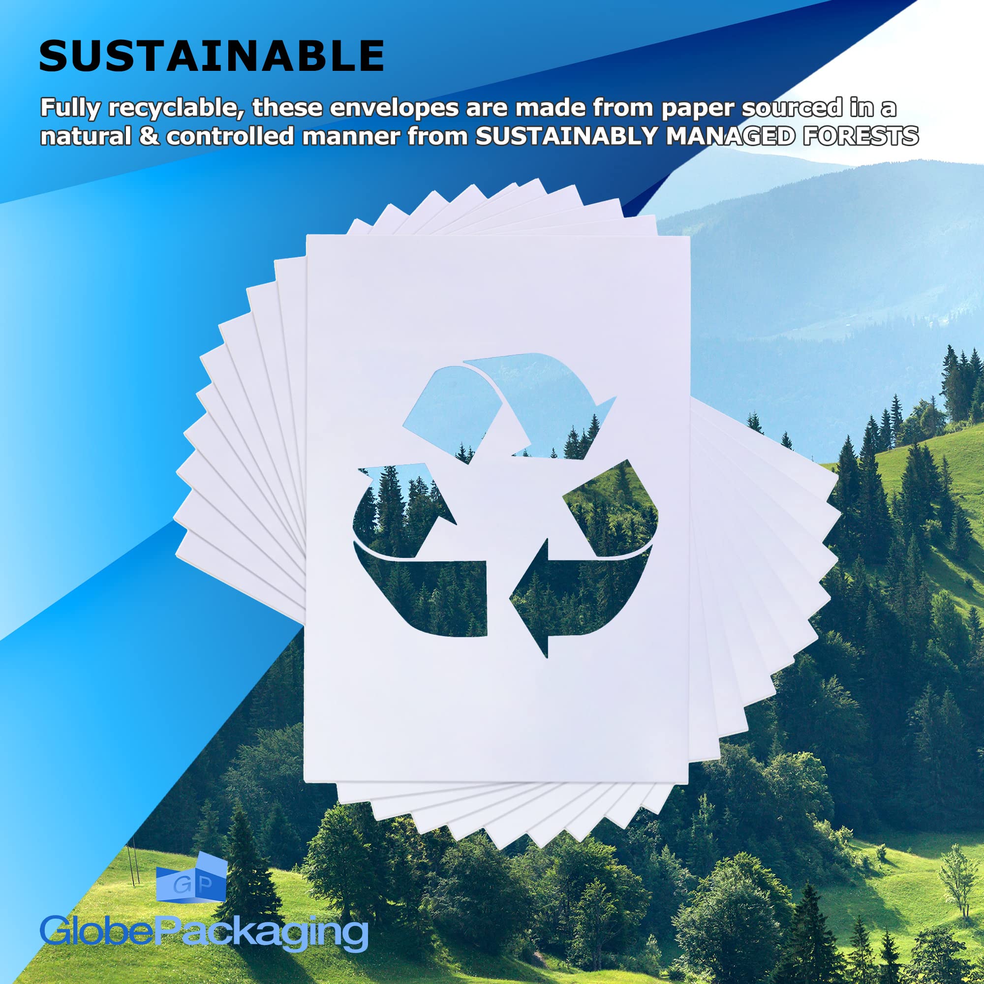 Globe Packaging C4/A4 Plain White Self Seal Envelopes 90gsm, Pack of 50 | Blue Security Tint | Made in the UK 5