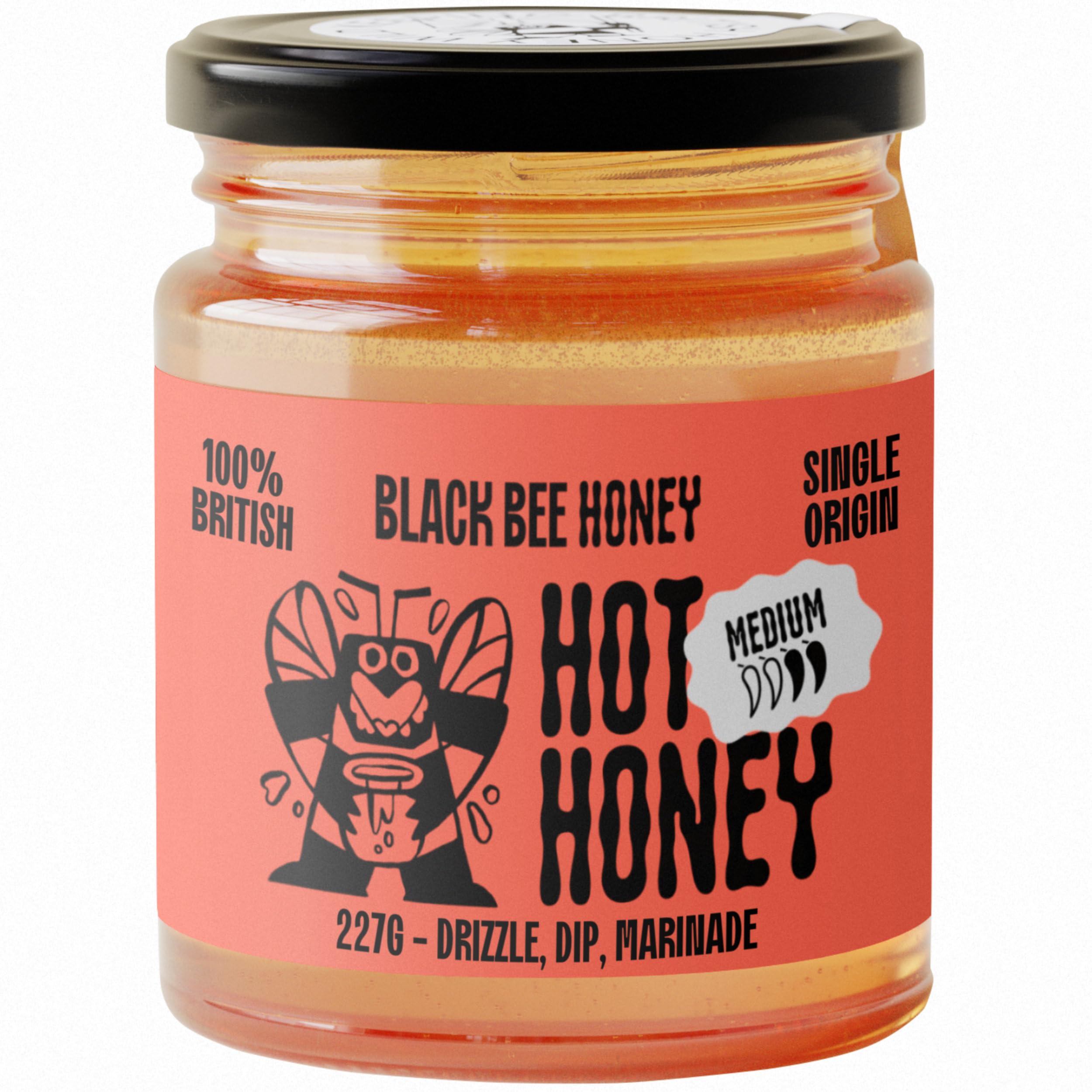 Black Bee Hot Honey with Habanero Chilli - British Wildflower Chilli Honey