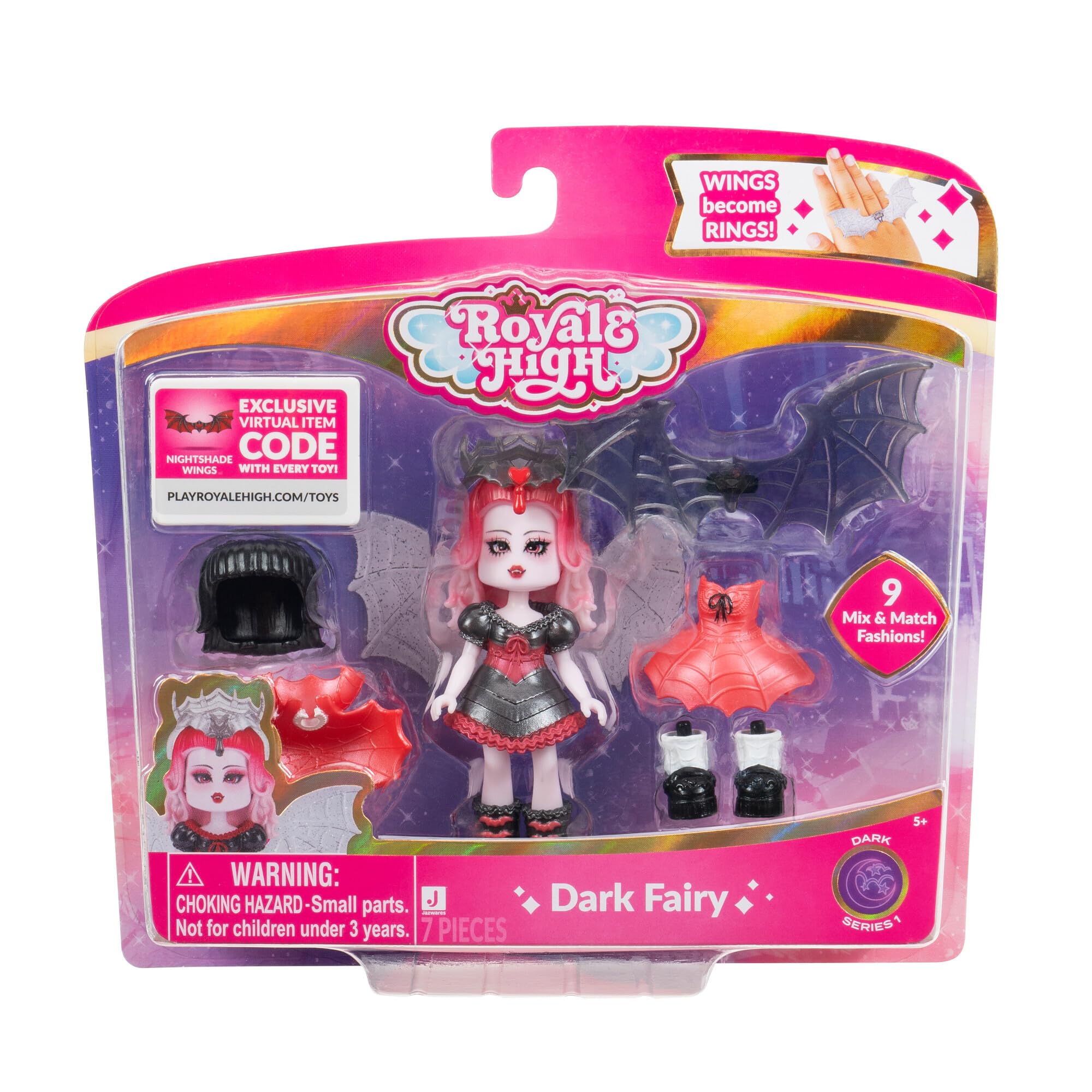 Royale High 3-Inch Dark Fairy Fashion Doll with 9 Accessories & Virtual Game Code