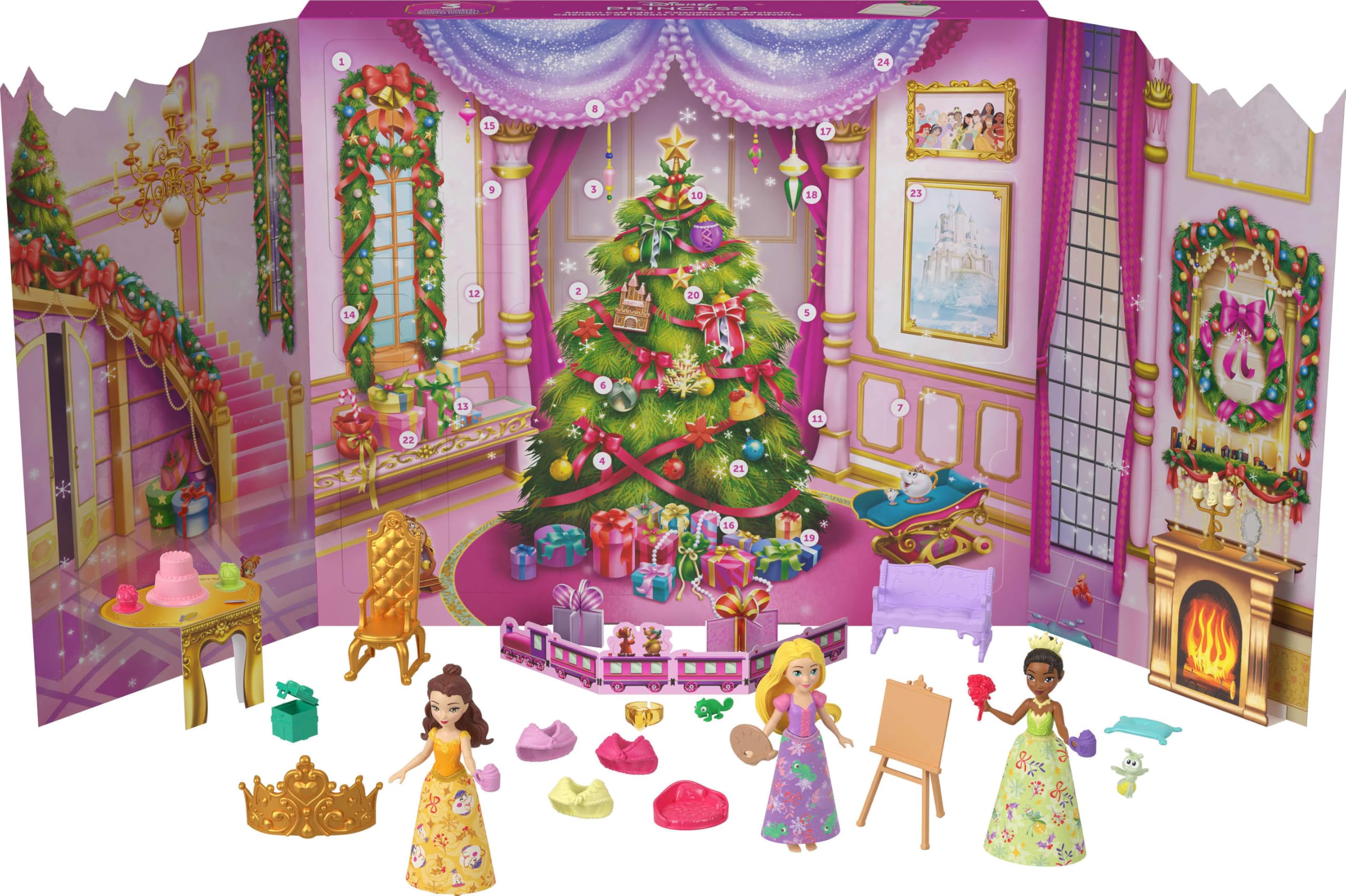 Mattel Disney Princess Doll Advent Calendar - 24 Days of Holiday Surprises with Dolls & Accessories 1