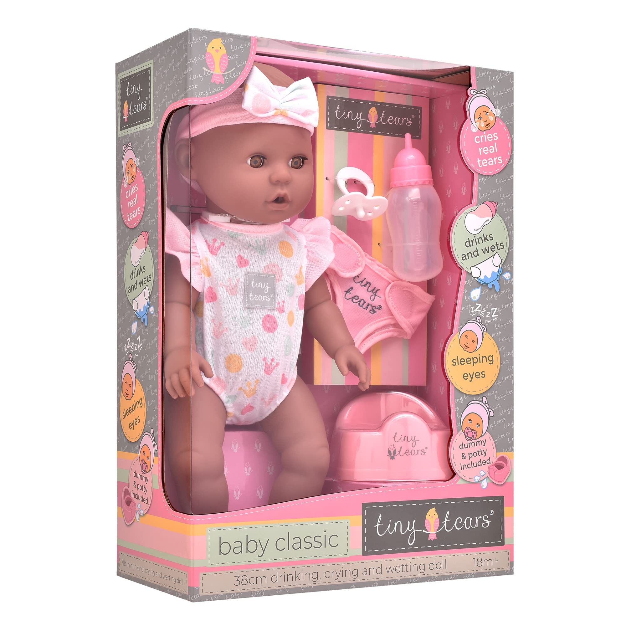 Tiny Tears Baby Classic - 38cm Crying and Wetting Doll with Sleeping Eyes | John Adams 1