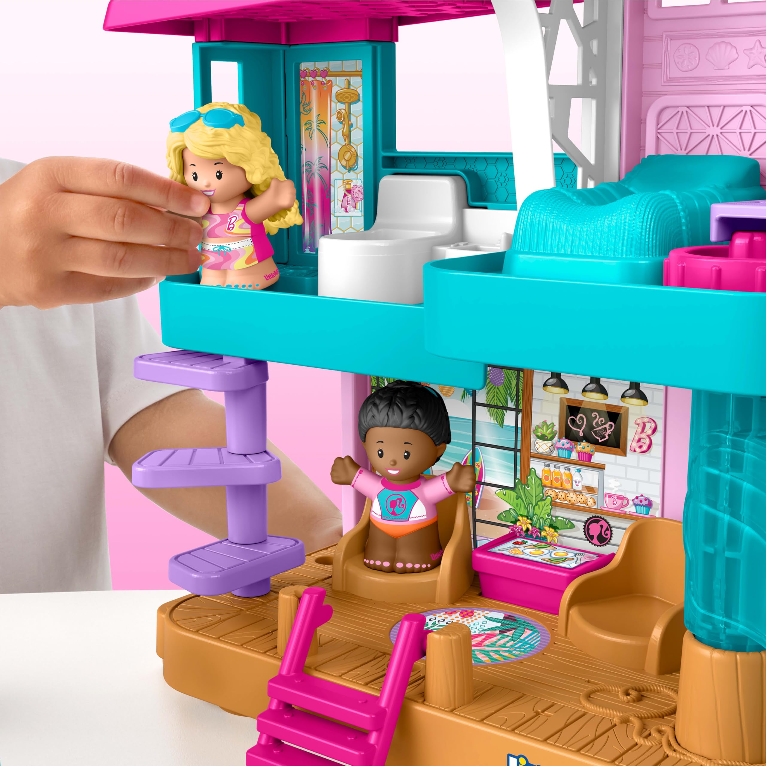 Fisher-Price Little People Barbie Beach House Playset - 3-Floor Interactive Doll House with Figures & Accessories for Toddlers 18M+ 10