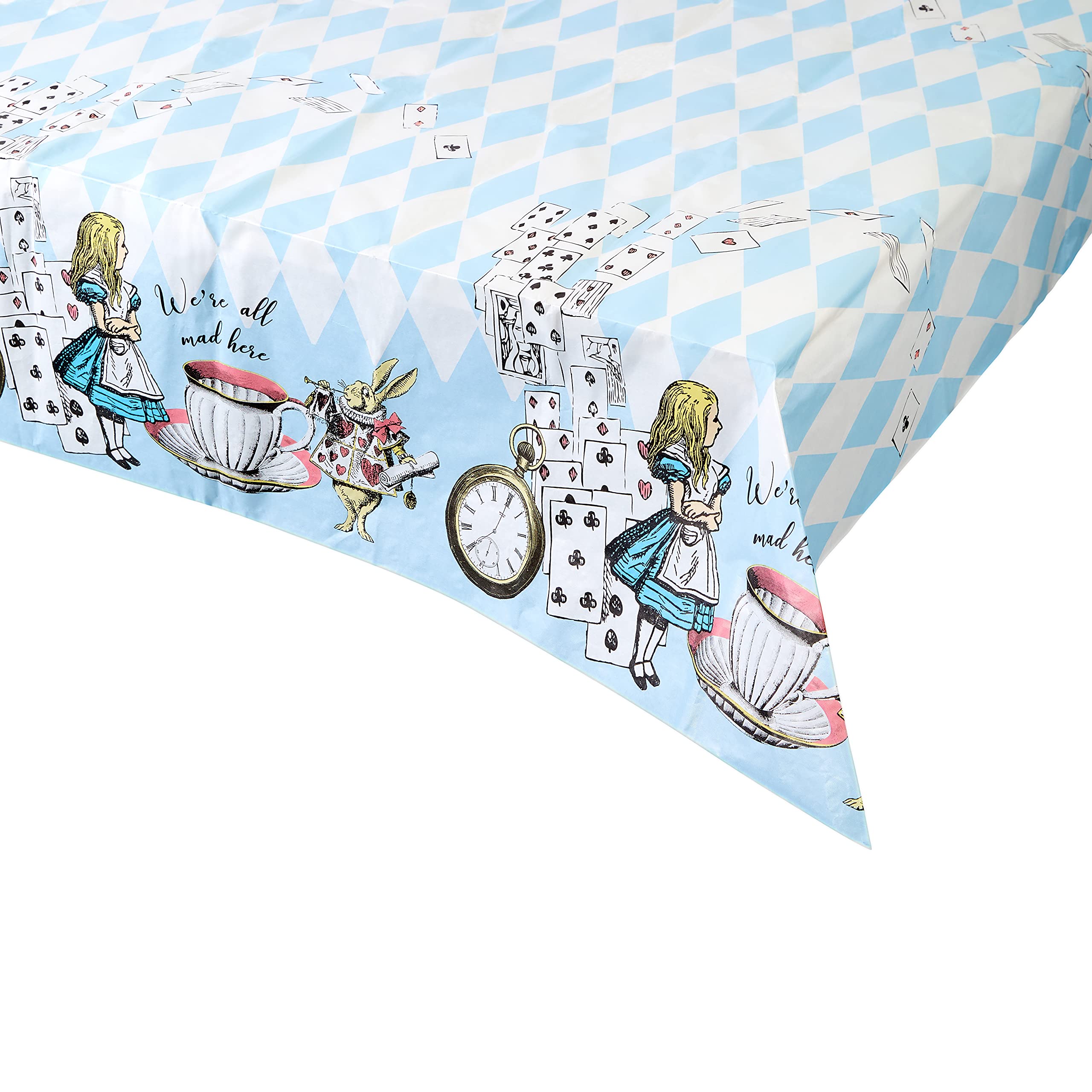 Talking Tables Alice in Wonderland Illustrated Disposable Table Cover | 180 x 120 cm, Home Recyclable