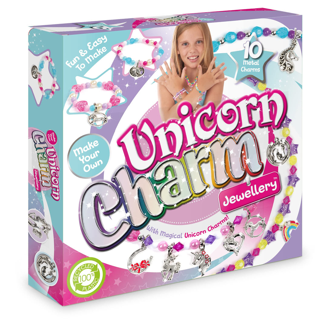 Craftbox CB806 Unicorn Charm Jewellery Craft Set - Create 10+ Pieces, Ages 4+