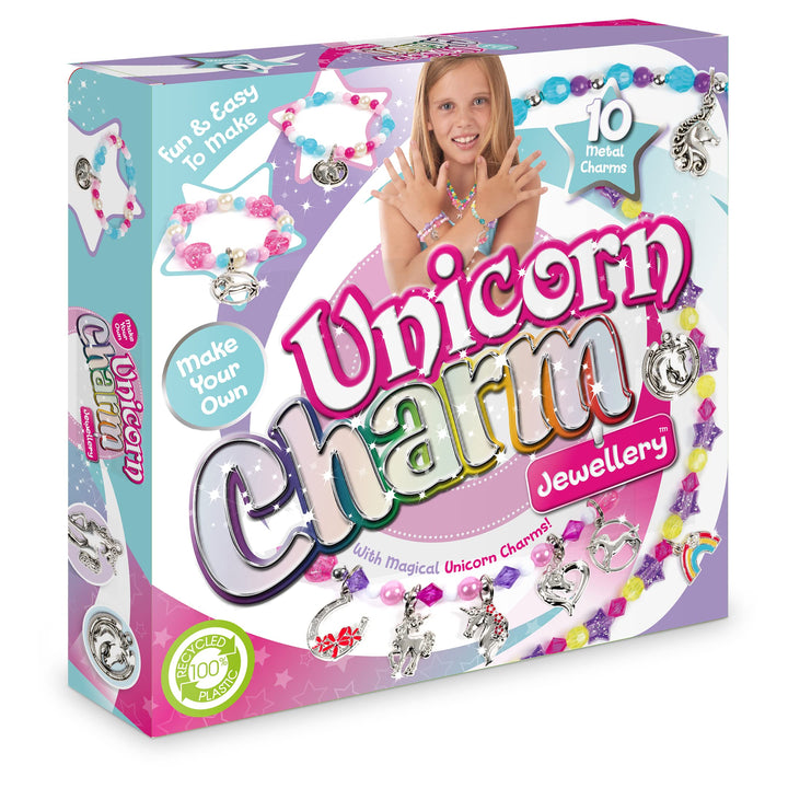 Craftbox CB806 Unicorn Charm Jewellery Craft Set - Create 10+ Pieces, Ages 4+