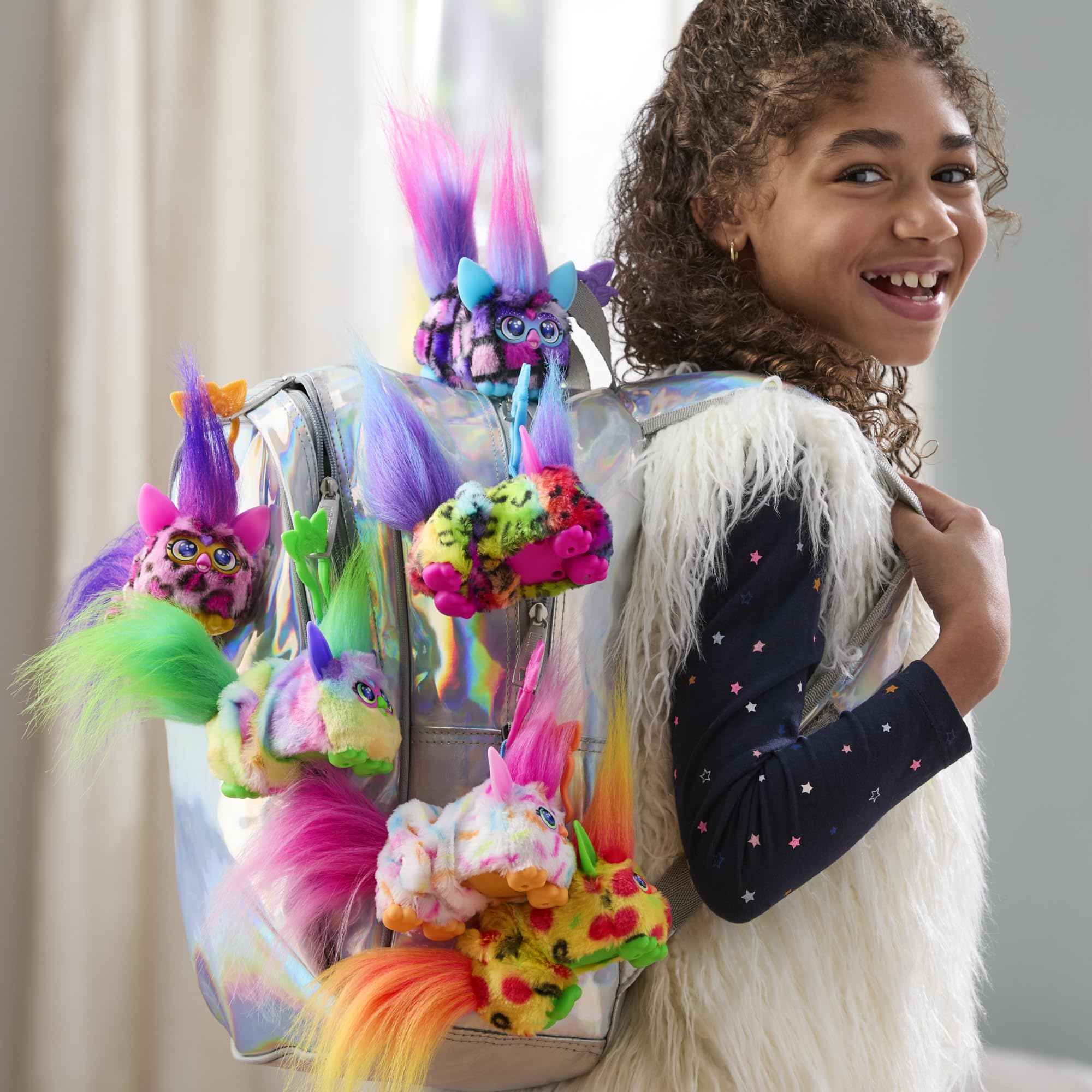 Furby DJ Furblet Berry-Cup-Cake Interactive Plush Toy with Stretchy Body, Music & Keychain Clip 6