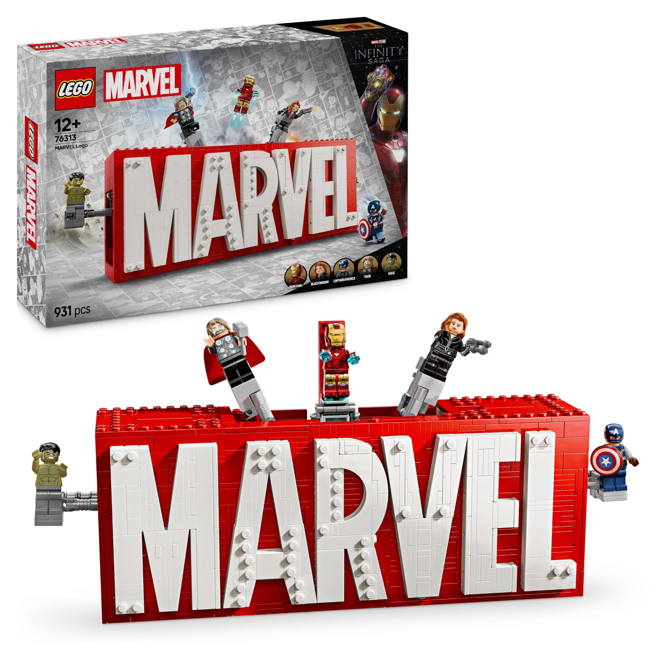 LEGO Marvel: MARVEL Logo & Minifigures - Buildable Super Hero Playset for Ages 12+ 1