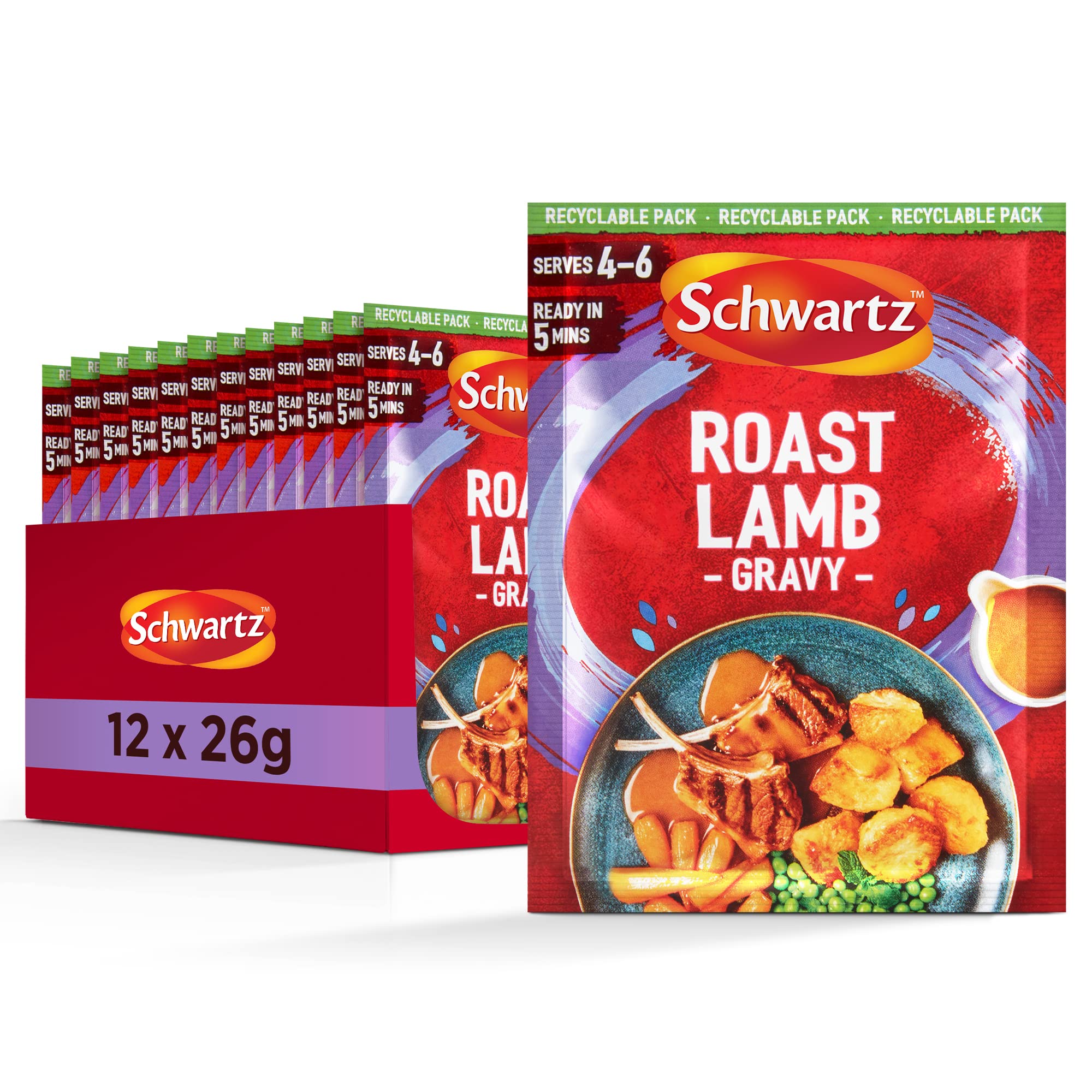 Schwartz - Roast Lamb Gravy Mix 26g | Pack of 12 | Rich & Smooth | Serves 4-6 1
