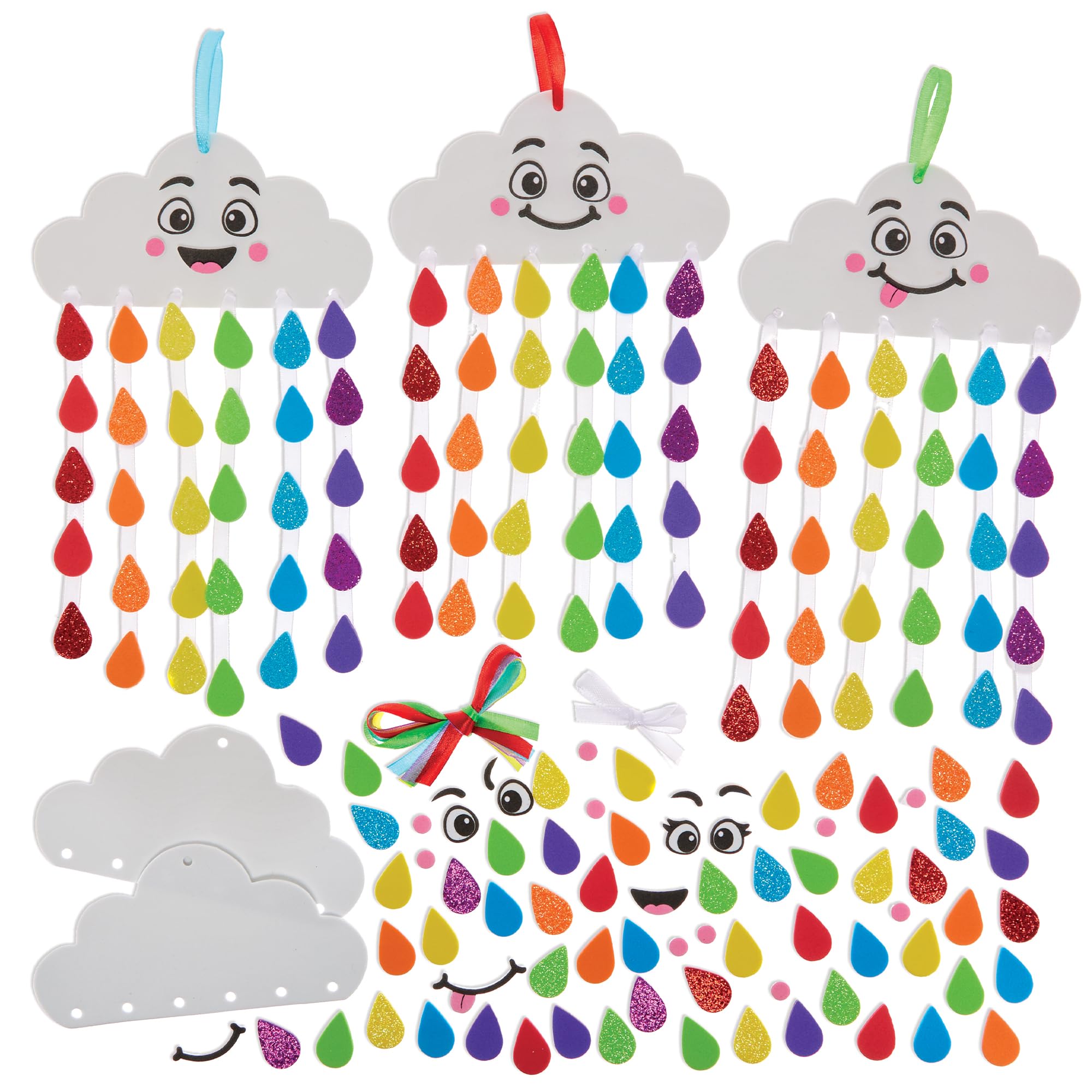 Baker Ross FN011 Rainbow Drop Mix and Match Kits - Pack of 5, Foam Craft Decoration, 22cm