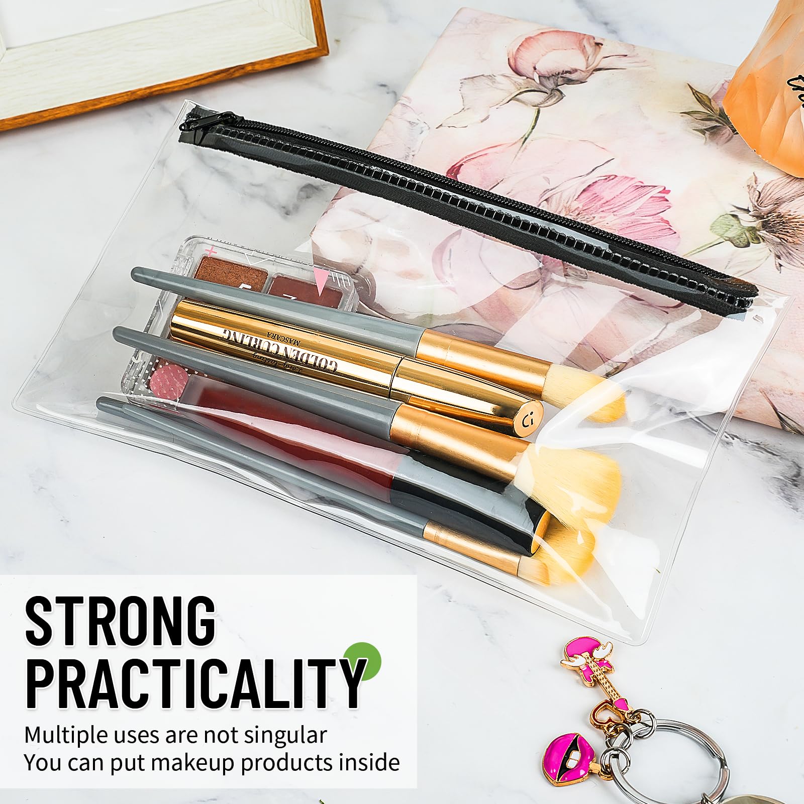 MOXYOY Clear Pencil Case for Exams - 3PCS Transparent PVC Pouch | Waterproof & Foldable | 21.5cm x 12.2cm 3