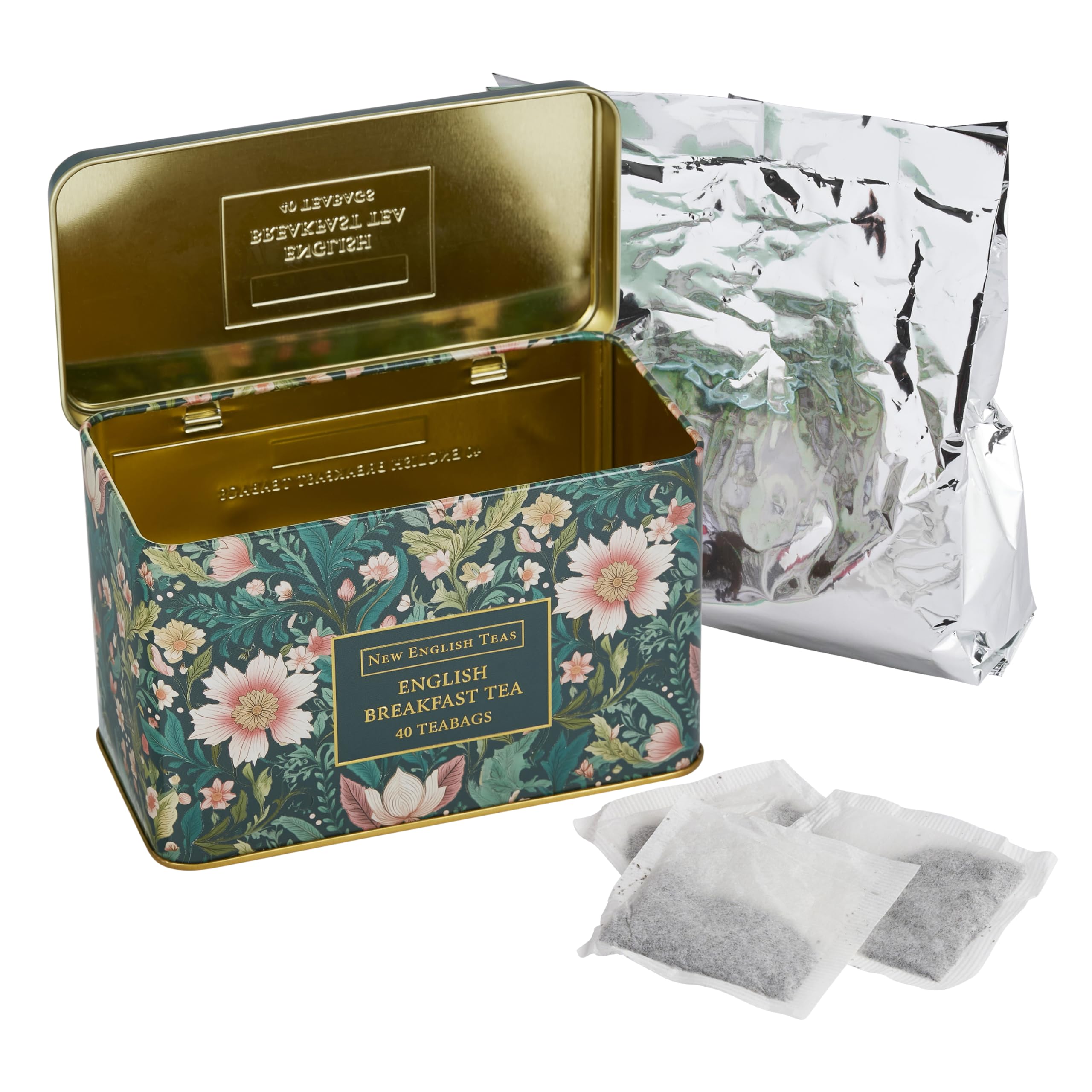 New English Teas Victorian Garden Tea Tin with 40 English Breakfast Teabags 3