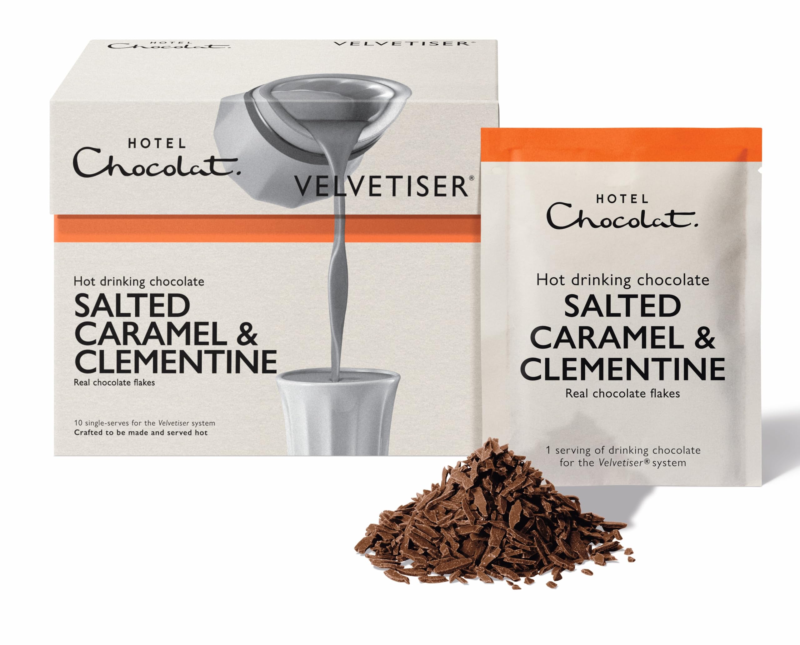 Hotel Chocolat Salted Caramel & Clementine Hot Chocolate Sachets - 10 Pack 1