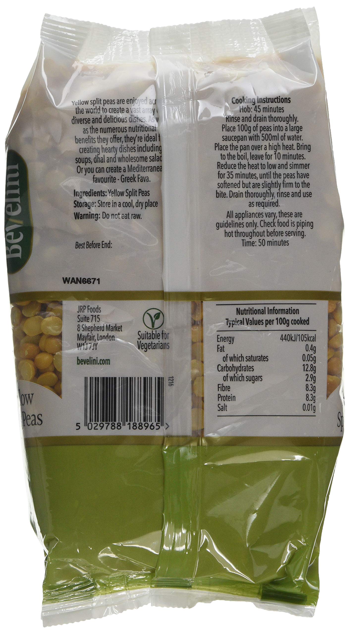 Bevelini Yellow Split Peas 500g - Dried Yellow Peas for Soups, Stews, Dhal & Greek Fava 2