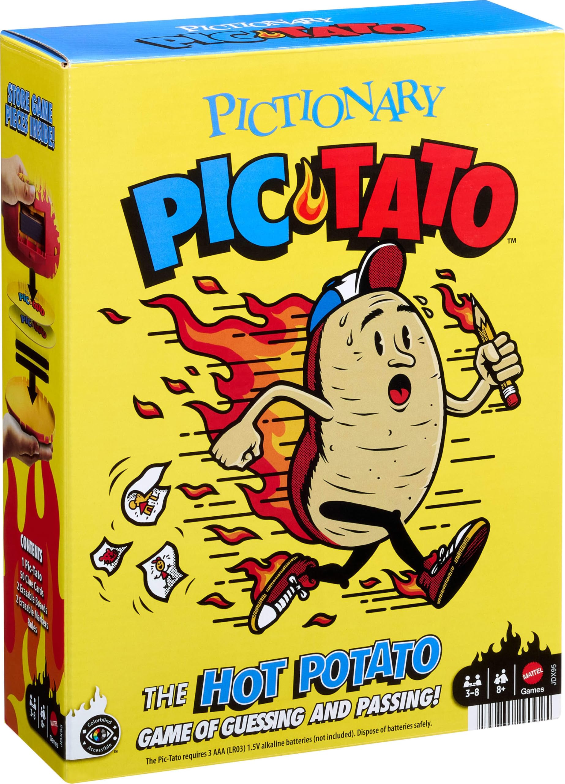Mattel Games Pictionary Pic-Tato Hot Potato Game, Family Drawing Game with Voice & Music, Includes Erasable Markers and Boards, JDX95 1