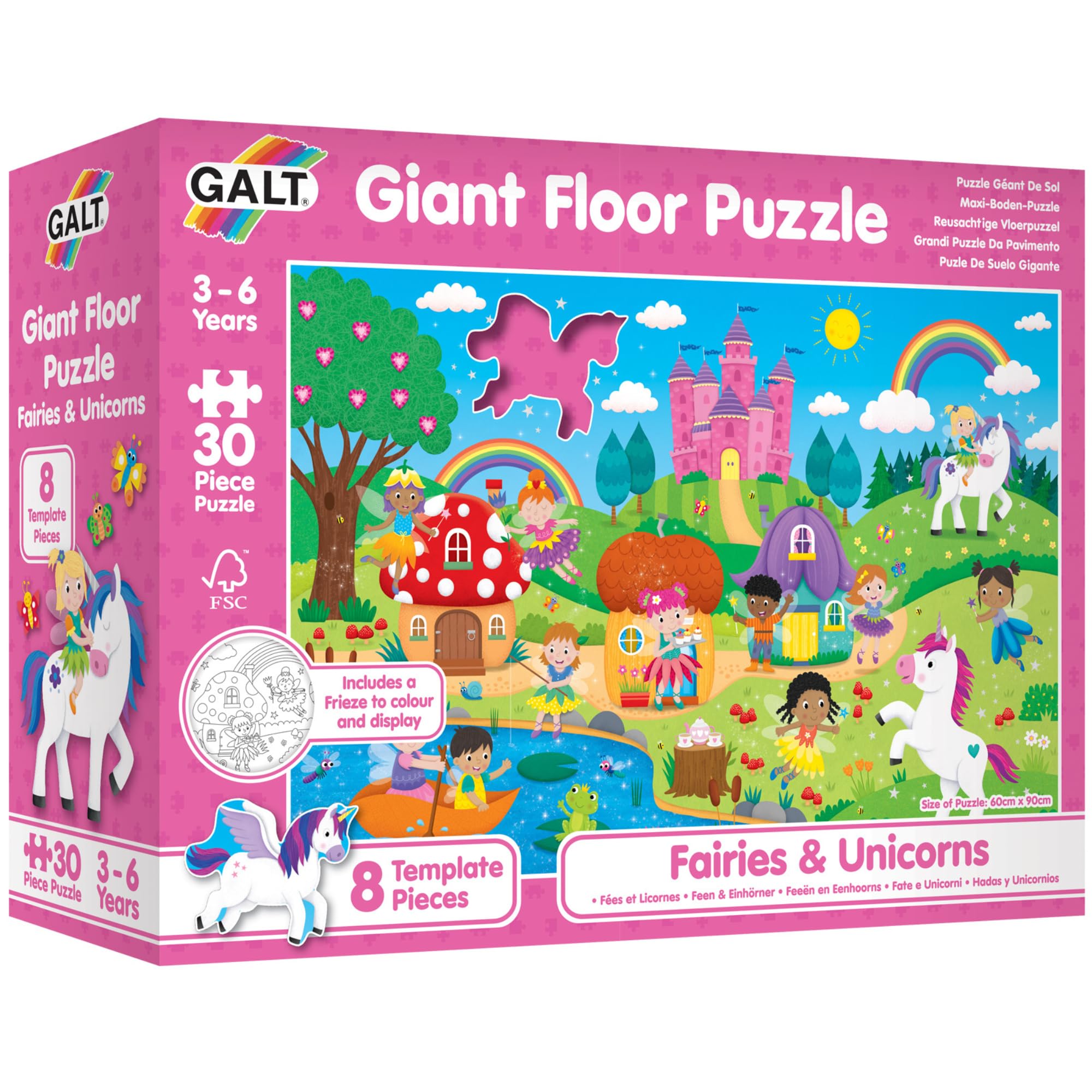 Galt Giant Floor Jigsaw Puzzle Fairies and Unicorns - 30 Pieces | Ages 3-6 1