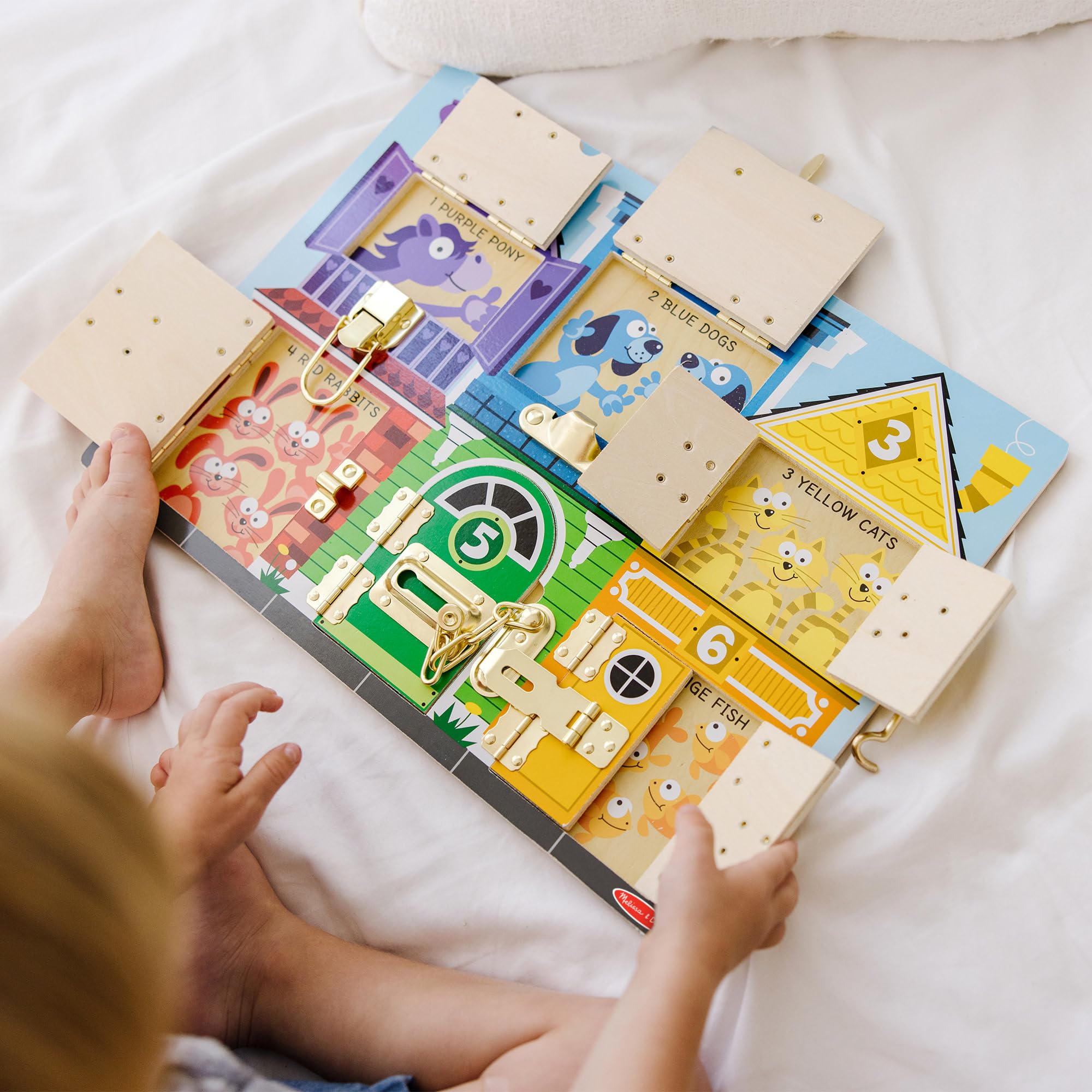 Melissa & Doug Wooden Latches Board Activity Toy for Ages 3+ | Solid Wood Construction