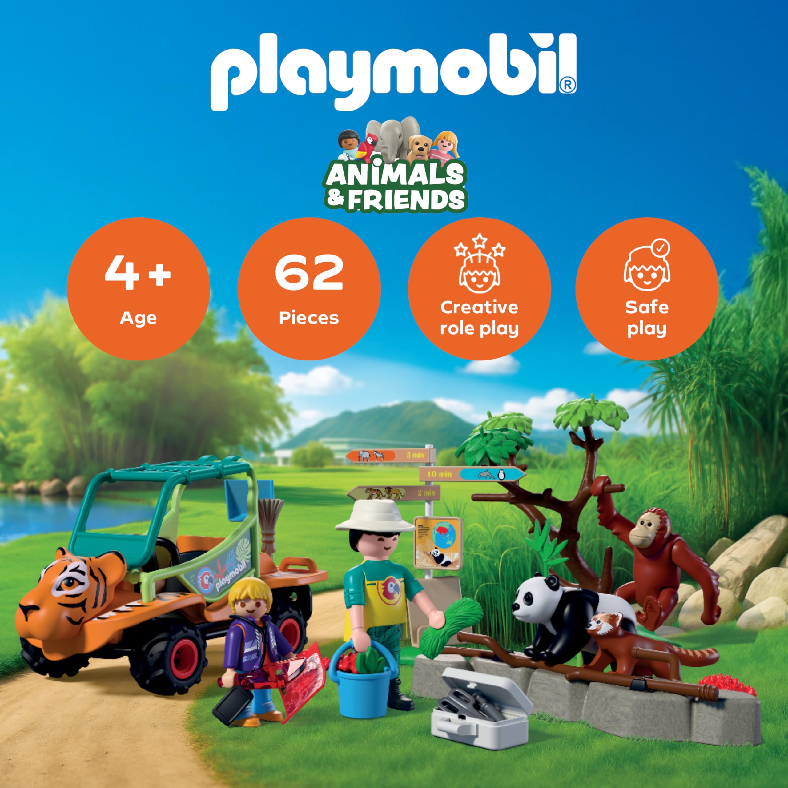 Playmobil Zoo Tierpflegermobil - Tiger Head Design Vehicle | Ages 4+ | 62 Pieces
