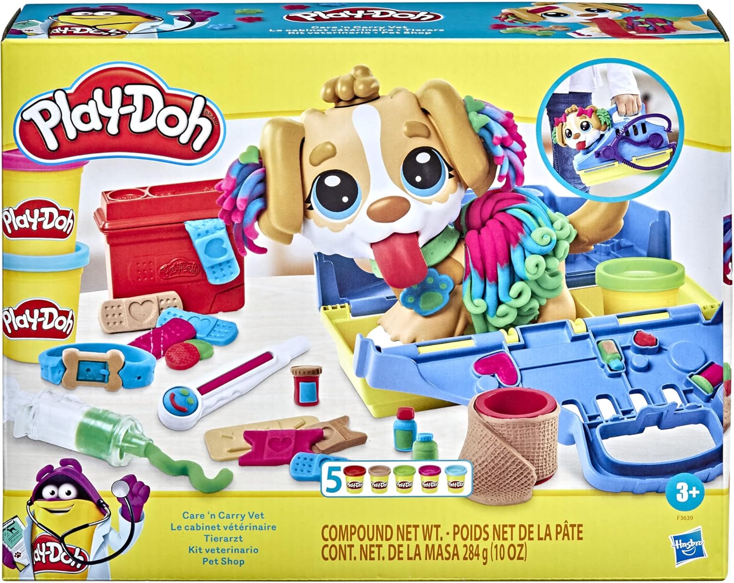 Play-Doh Care 'n Carry Vet Playset - Pretend Play Veterinarian Kit for Kids 3+ 1