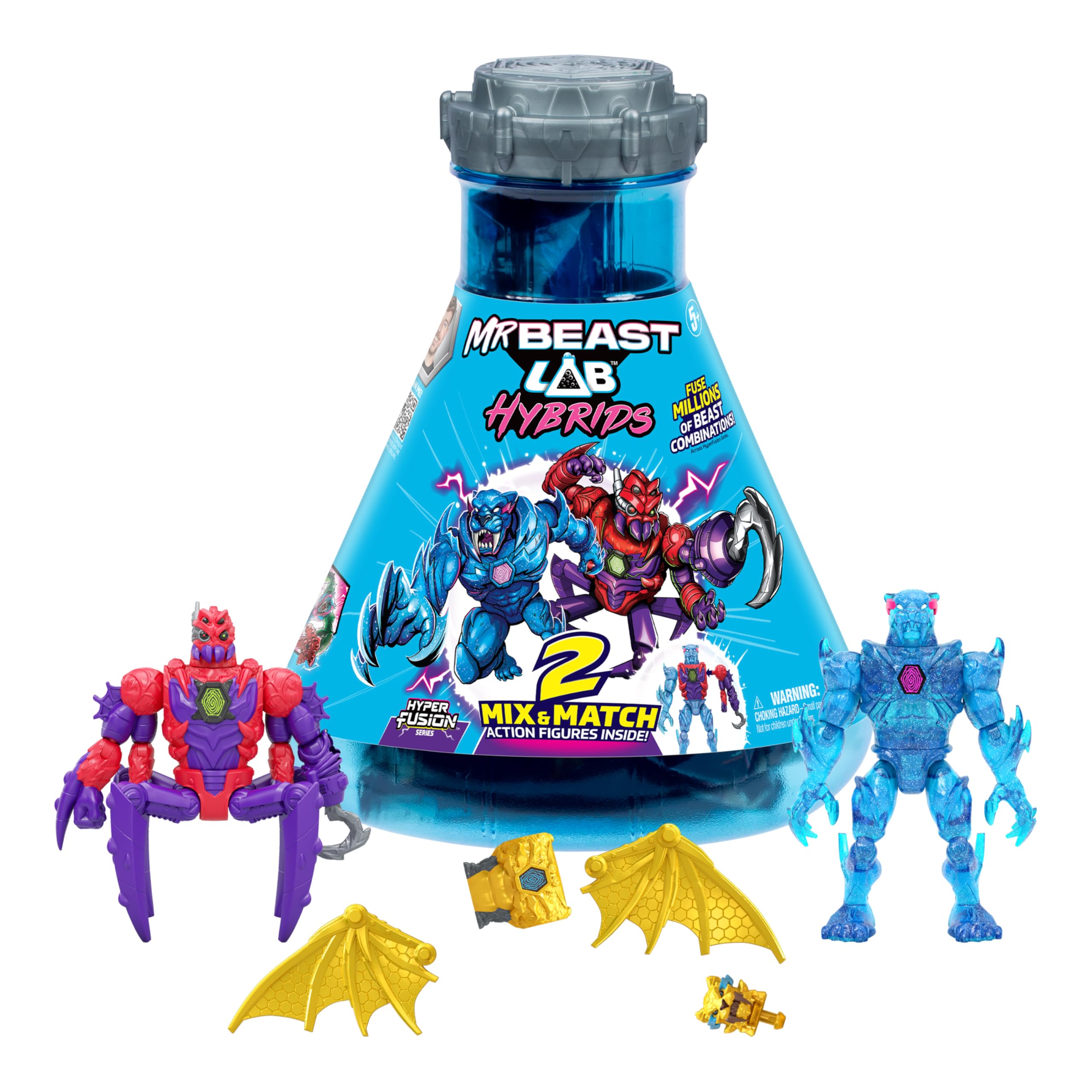 MRBEAST LAB Hybrids Multi Pack - Mix & Match Action Figures with Golden Dragon Parts
