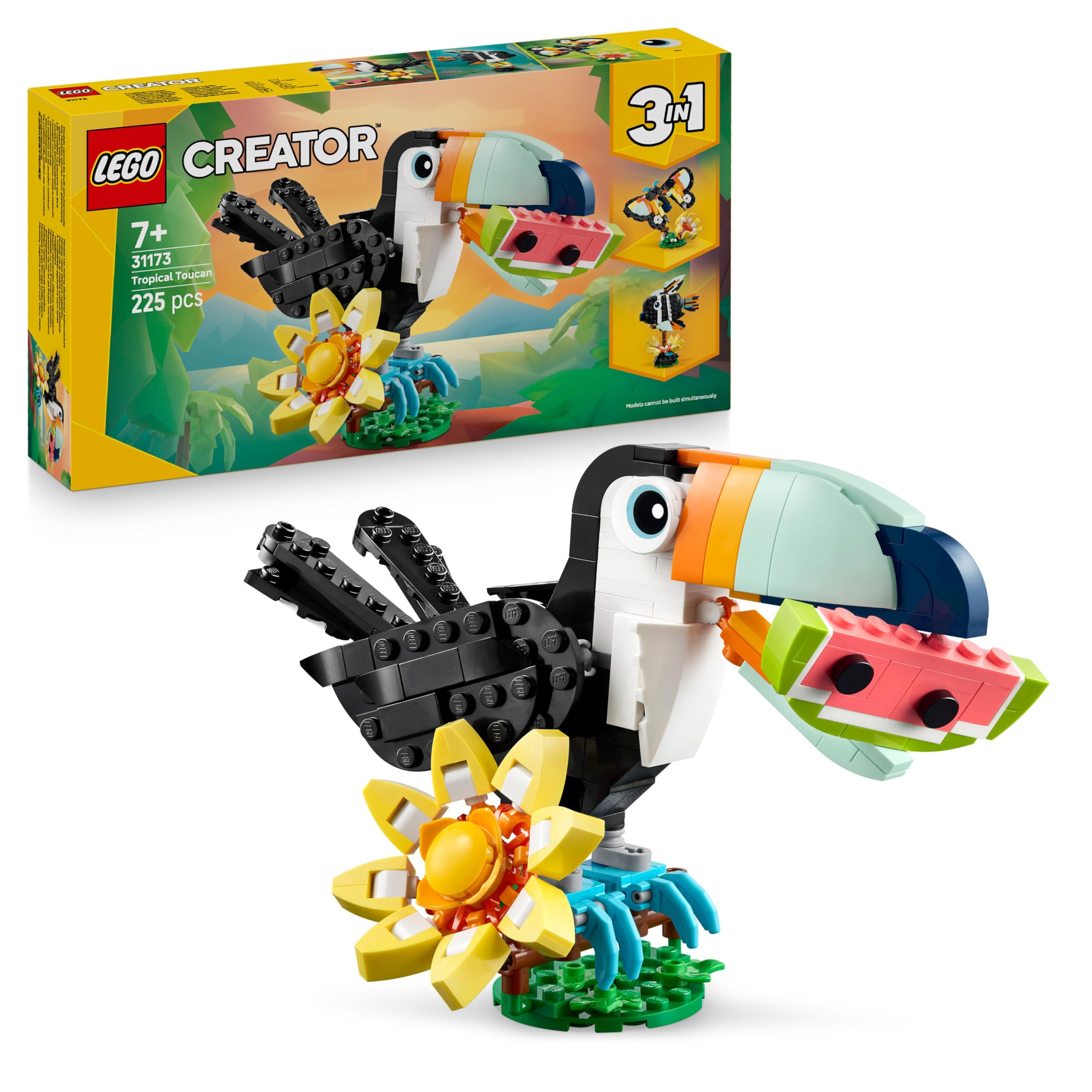 LEGO Creator 3in1 Wild Animals: Tropical Toucan 31173 Building Set | Ages 7+ | 3 Models in 1 1