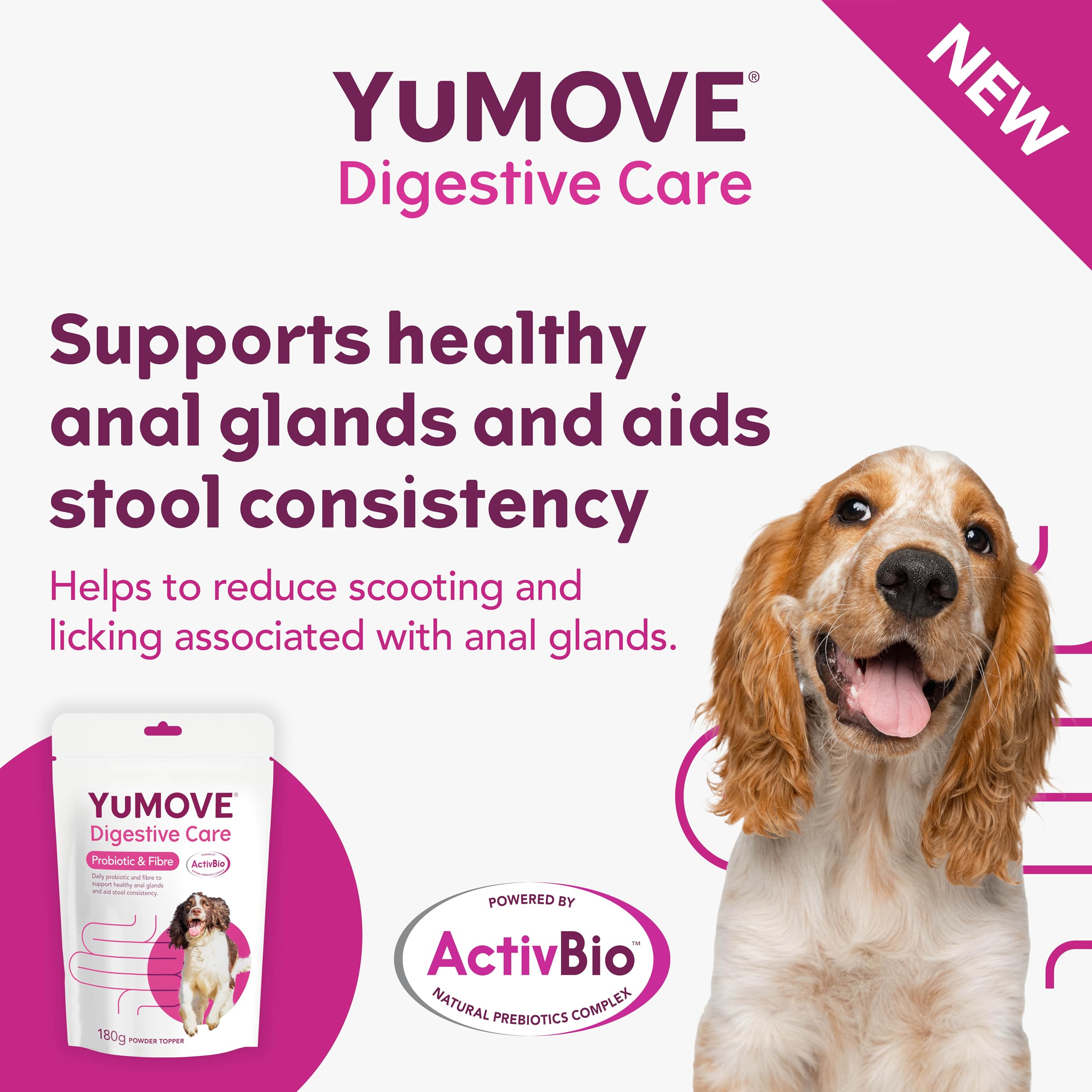 YuMOVE Digestive Care & Fibre Dog Supplement for Gut Health | 180g Powder