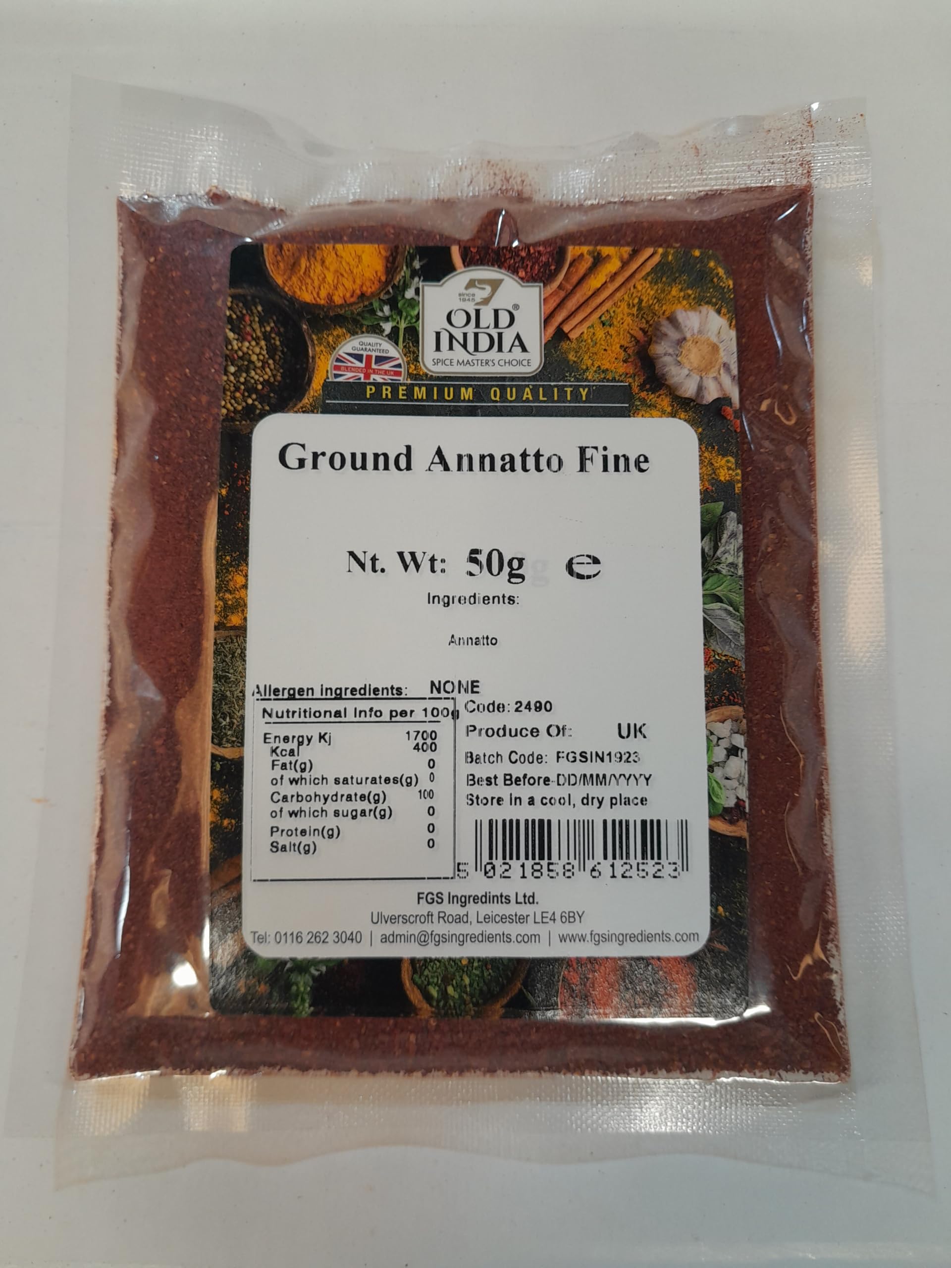 Old India Ground Annatto Fine Powdered Seasoning - 50g | 100% Natural