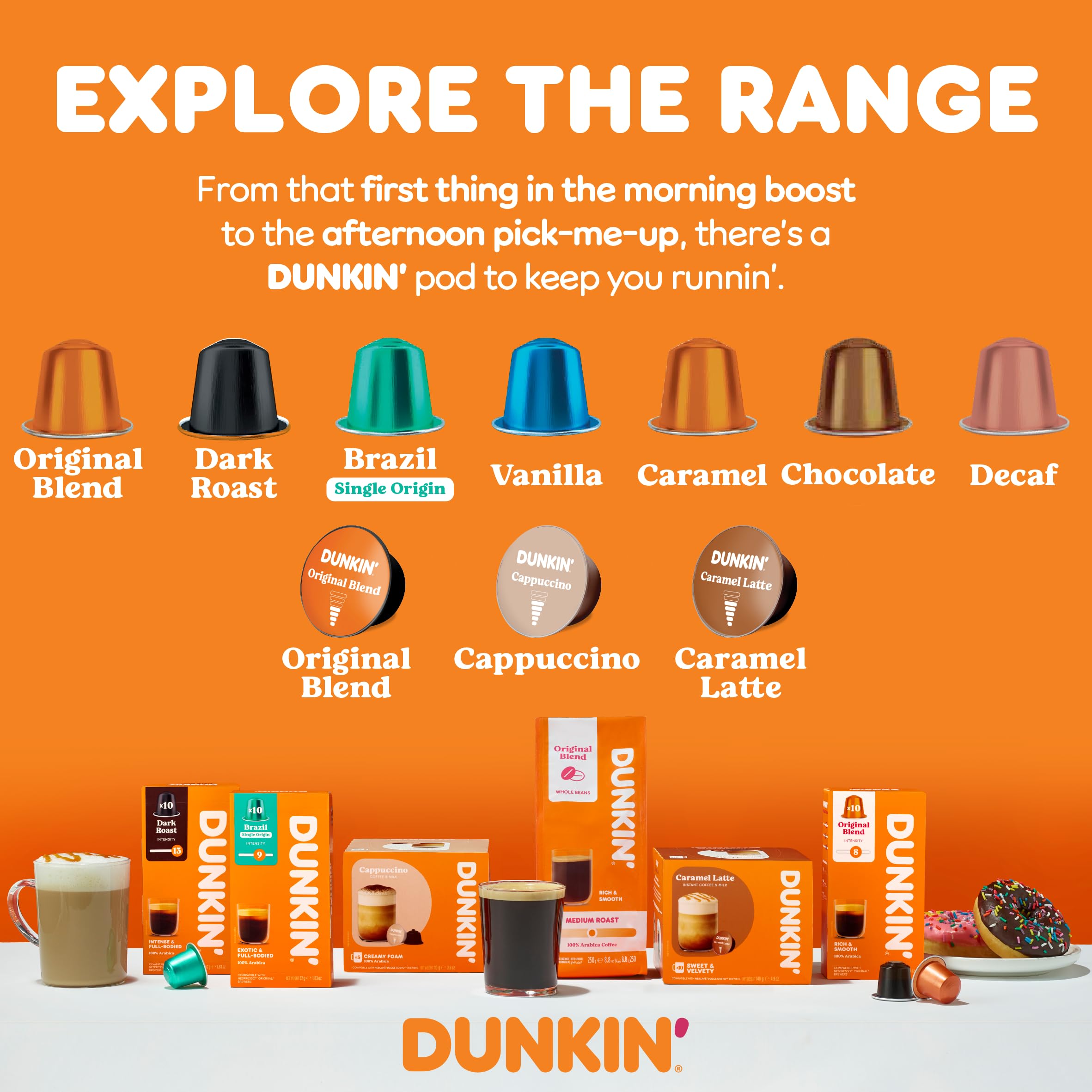 Dunkin' Donuts Caramel Blend Coffee Capsules for Nespresso | Medium Roast, Intensity 7 | 10 Count 7