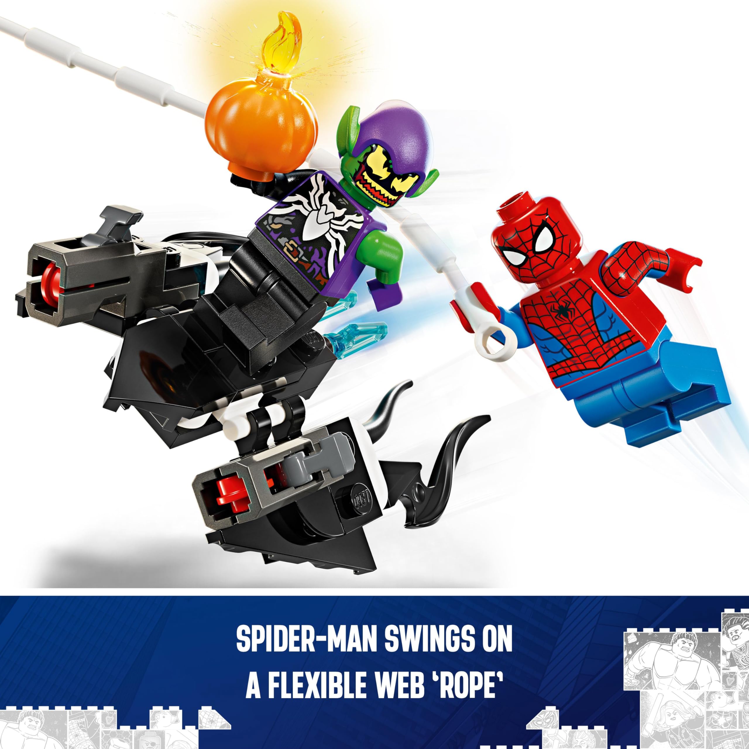 LEGO Marvel Spider-Man Race Car & Venom Green Goblin - Super Hero Building Toy for Kids 7+ 12