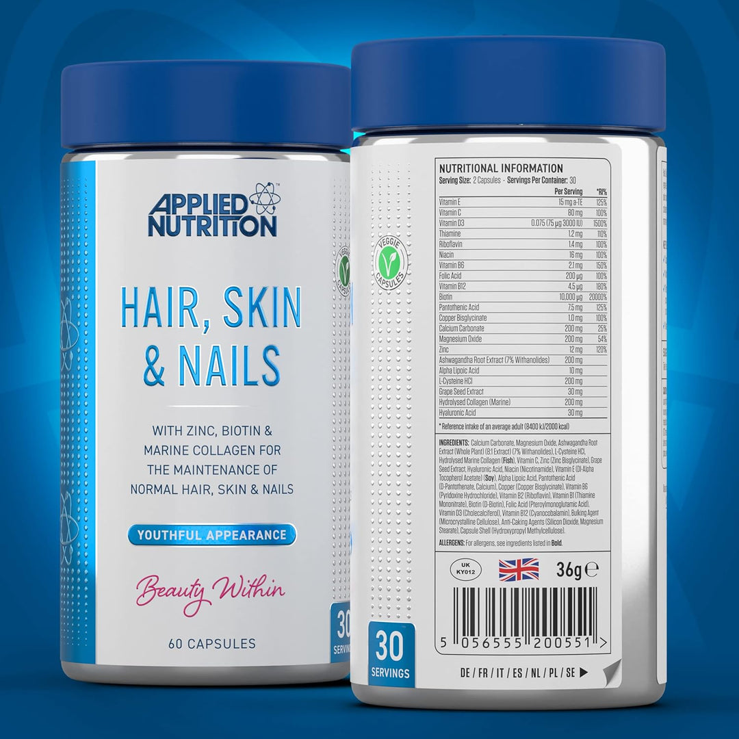 Applied Nutrition Hair, Skin, Nails - Biotin & Marine Collagen Supplement (60 Capsules)
