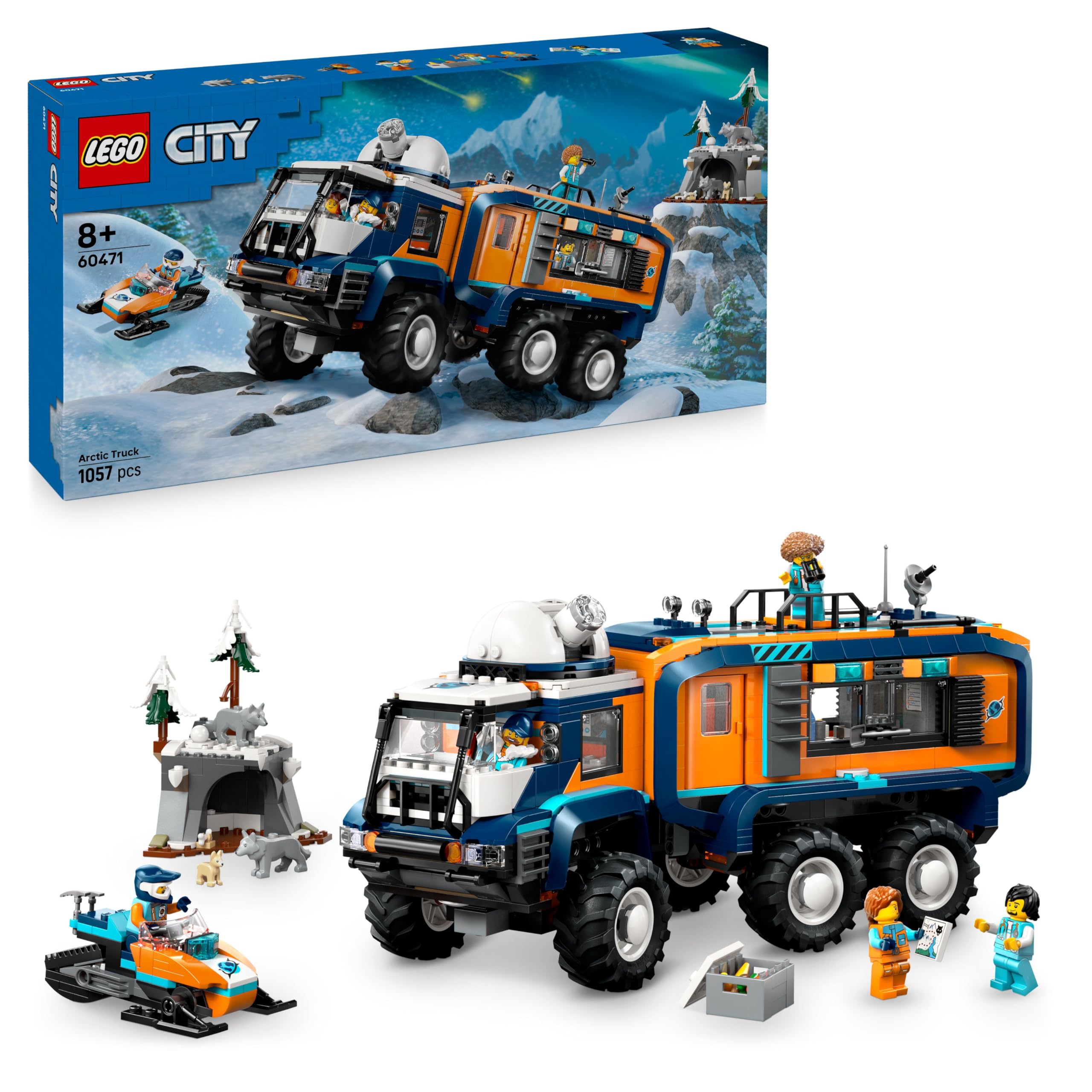 LEGO City Arctic Explorer Science Lab Truck - Building Set with Minifigures & Snowmobile for Ages 8+ 1