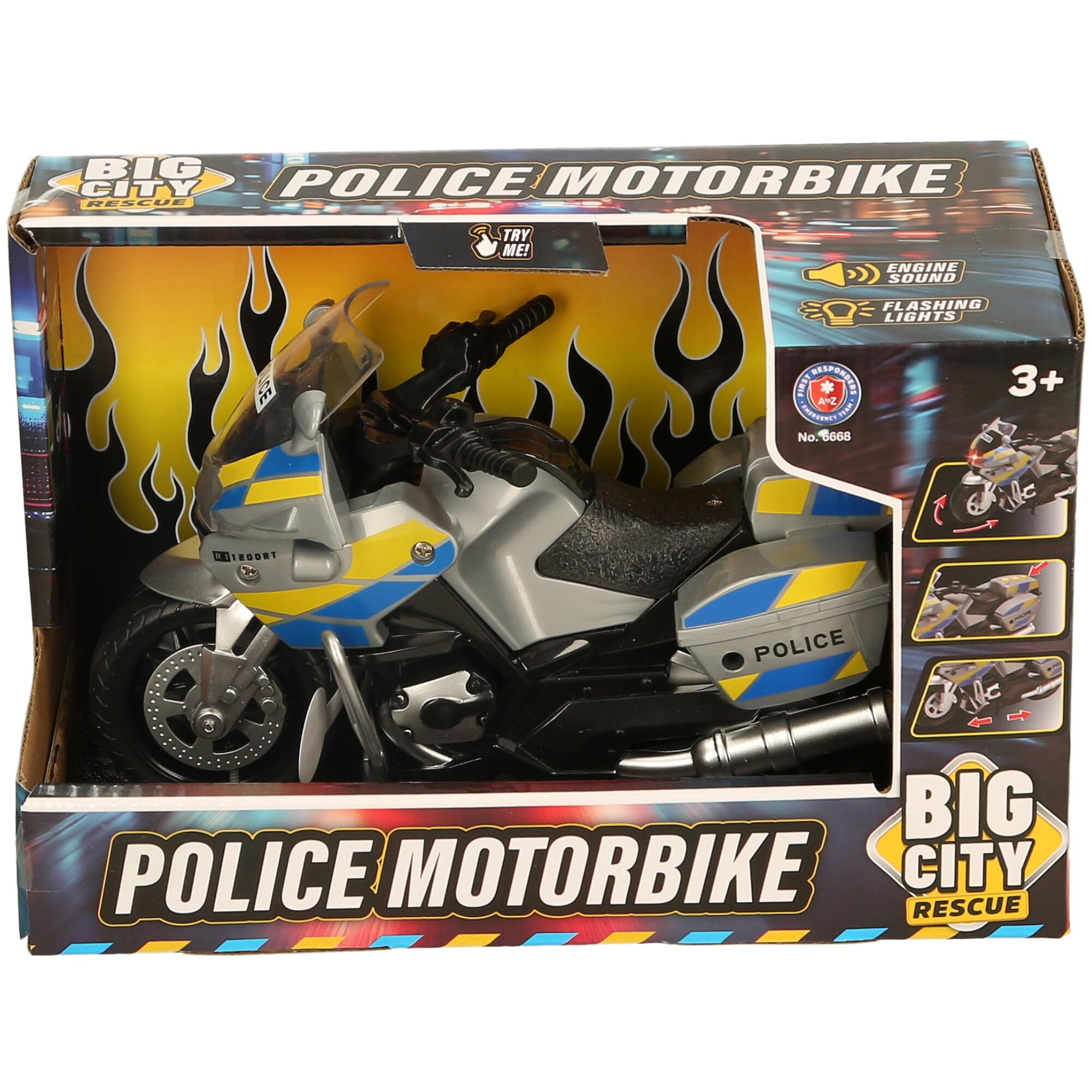Atoz Big City Rescue Police Motorbike Toy - Engine Sound & Flashing Lights, Ages 3+ 9
