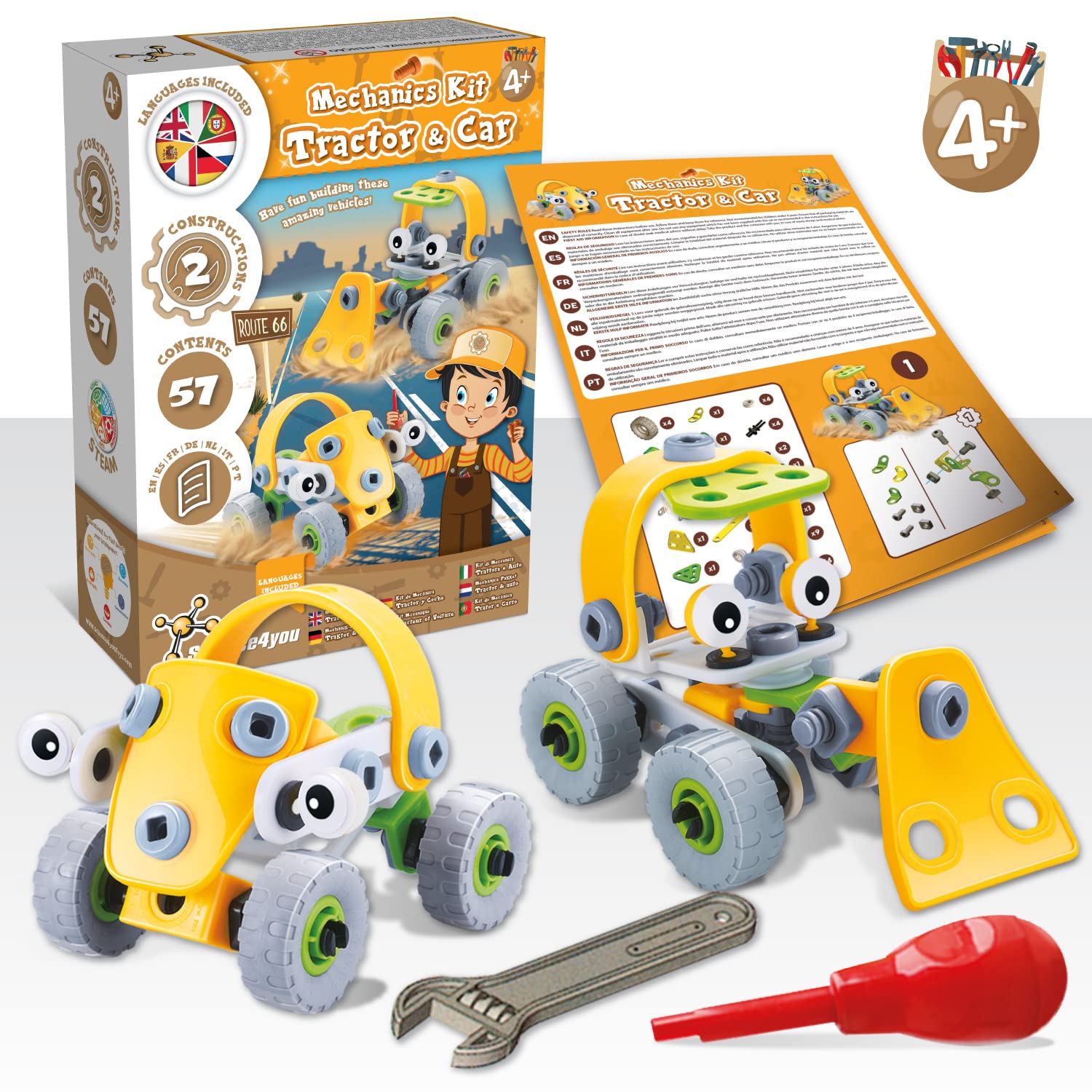 Science4you Auto Mechanics Laboratory - Build Your Own Car and Tractor Kit for Kids 4+ 10