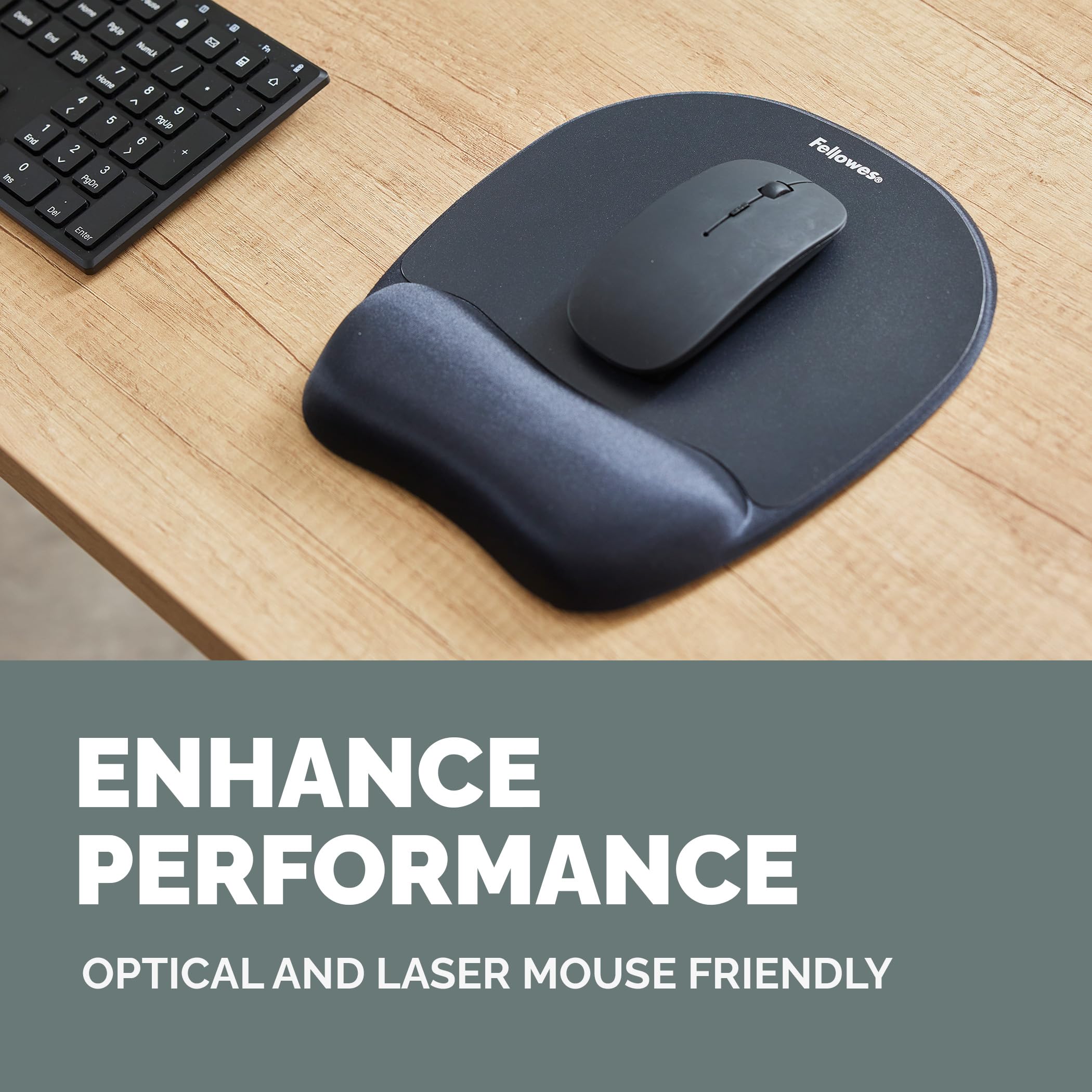 Fellowes Everyday Mousepad with Wrist Support - Ergonomic Memory Foam | Black | 23.5 x 20.2cm 5