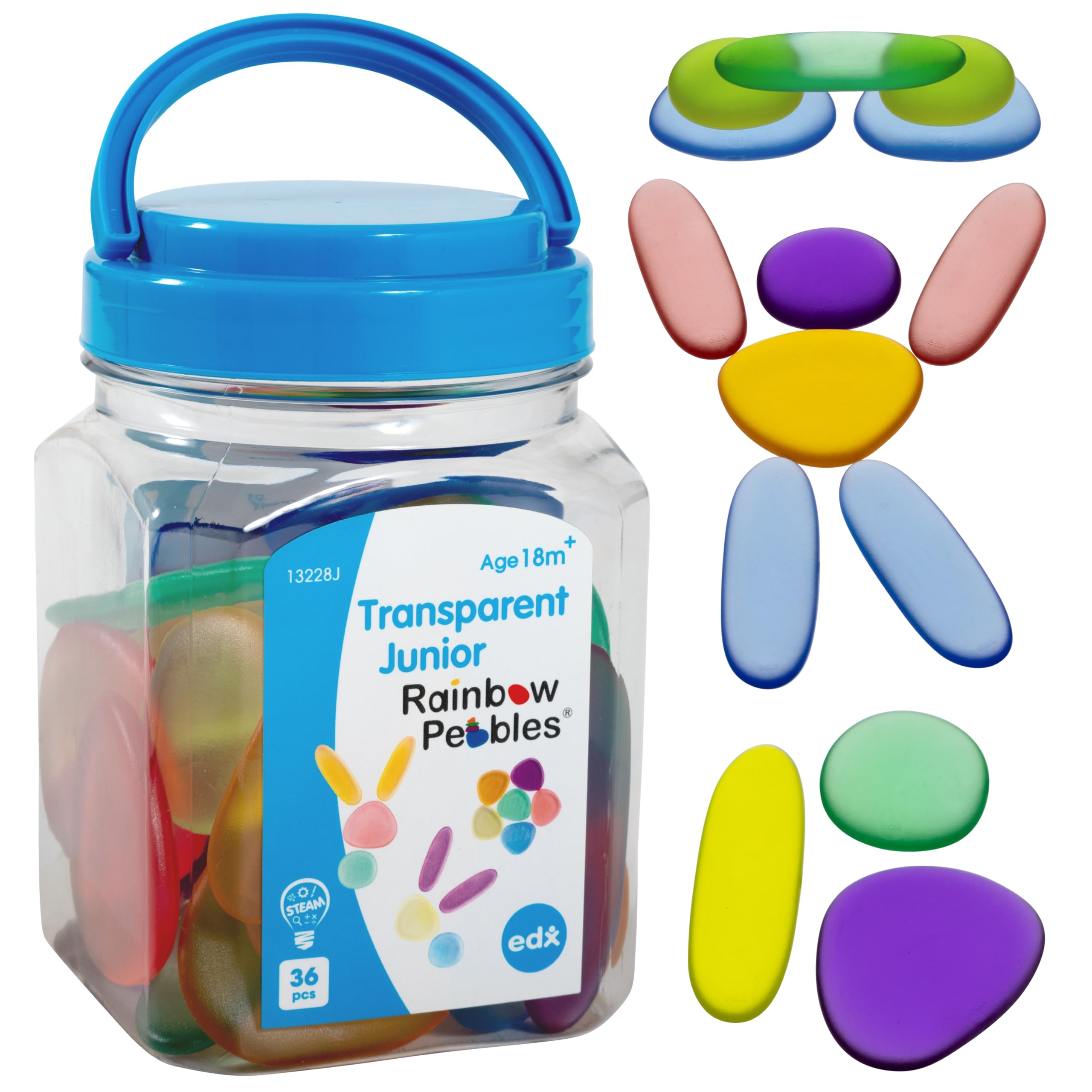 Rainbow Pebbles Junior - Transparent Educational Toy Set for Ages 18m+ 1
