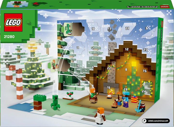 LEGO Minecraft Advent Calendar 2025 - 24-Day Buildable Holiday Toy with Minifigures and Winter Village Set