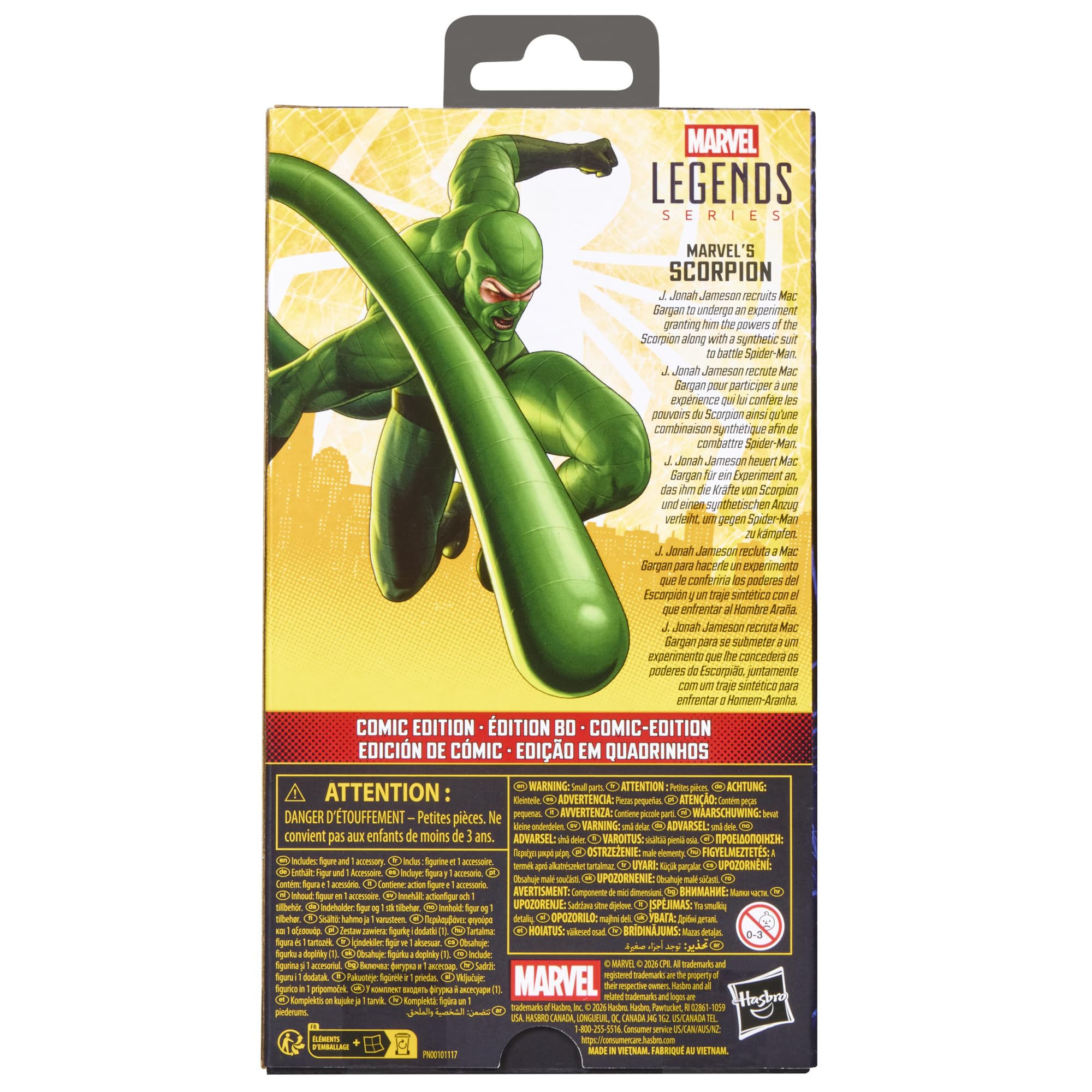 Marvel Legends Series Marvel's Scorpion Action Figure - 15 cm Scale, Bendy-Wire Tail, Alternate Head | Hasbro 9