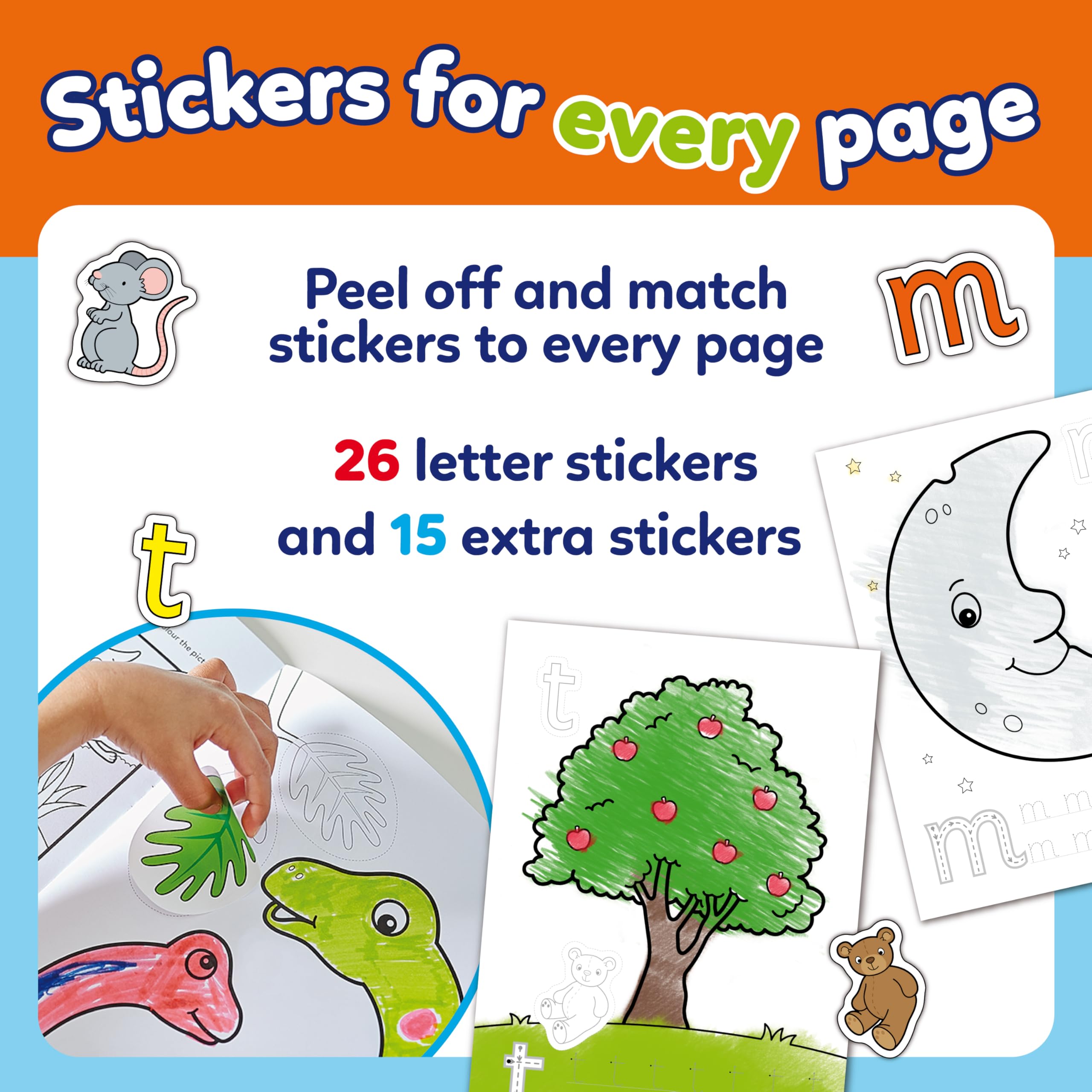 Orchard Toys ABC Colouring and Activity Book - Alphabet Tracing & Stickers | Ages 4+ | Recycled Paper 5