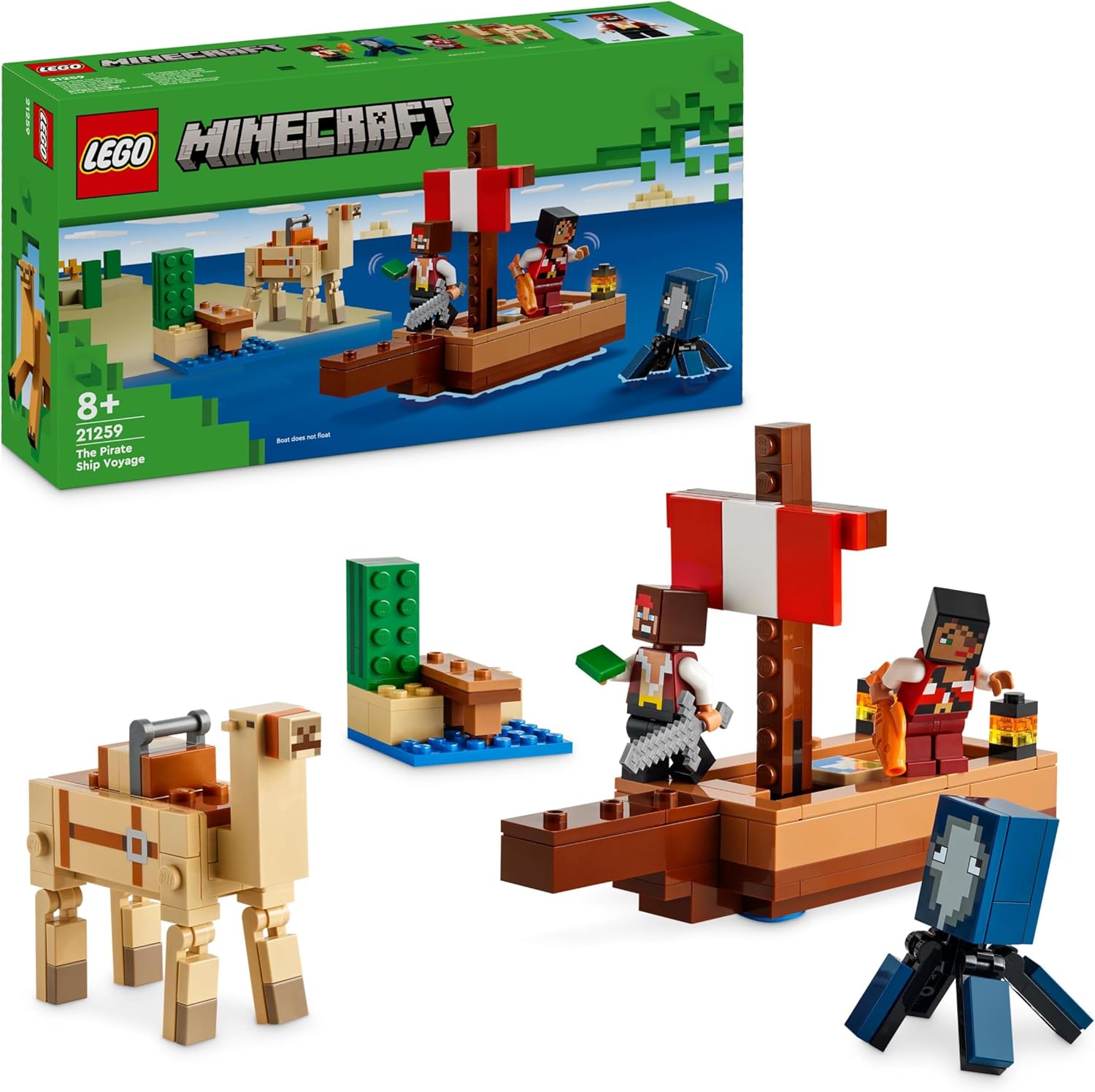 LEGO Minecraft The Pirate Ship Voyage - Building Set with Pirate Figures & Camel for Ages 8+ 1
