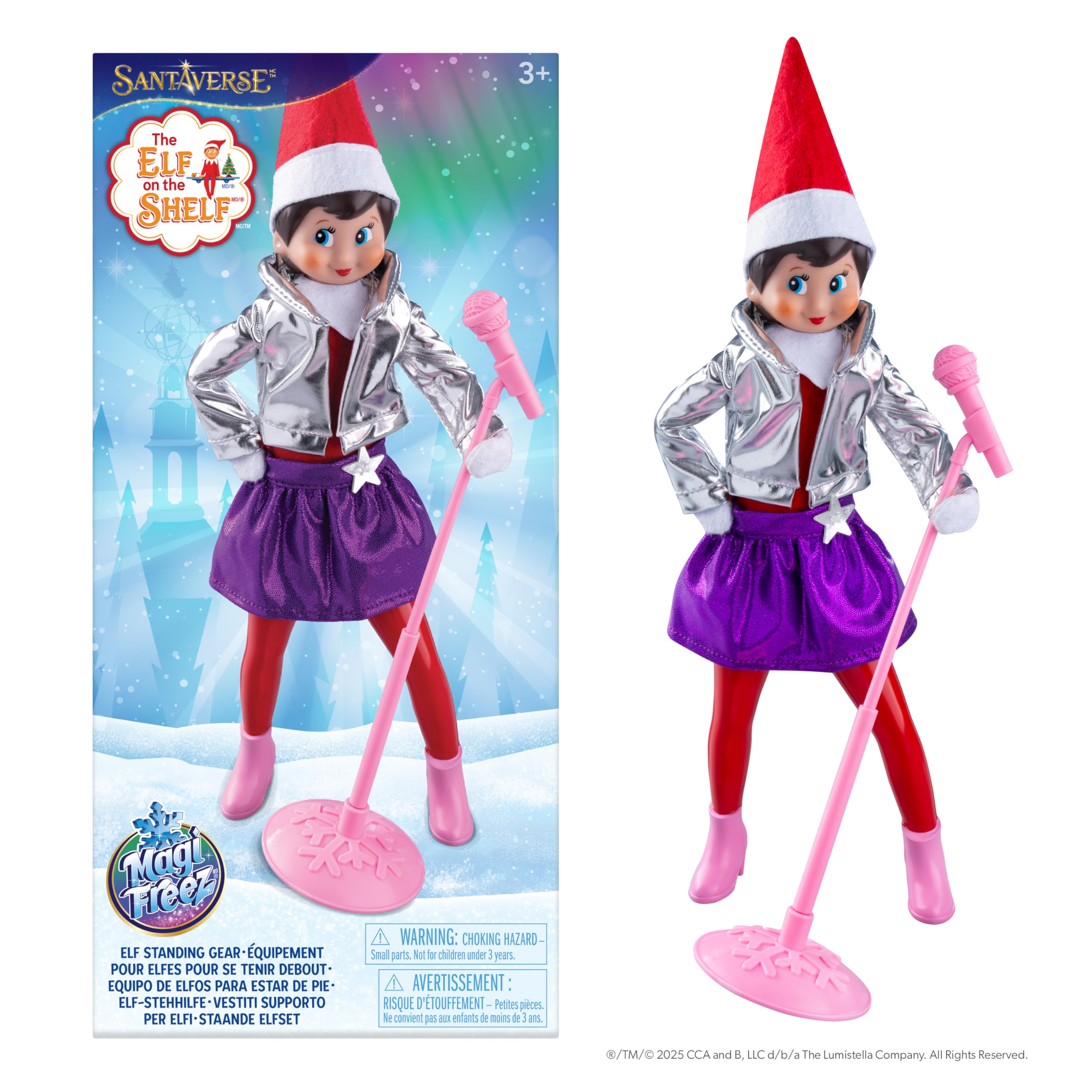 The Elf on the Shelf MagiFreez Pop Star Elf Set - Glittery Stage Outfit with Mic & Stand 1